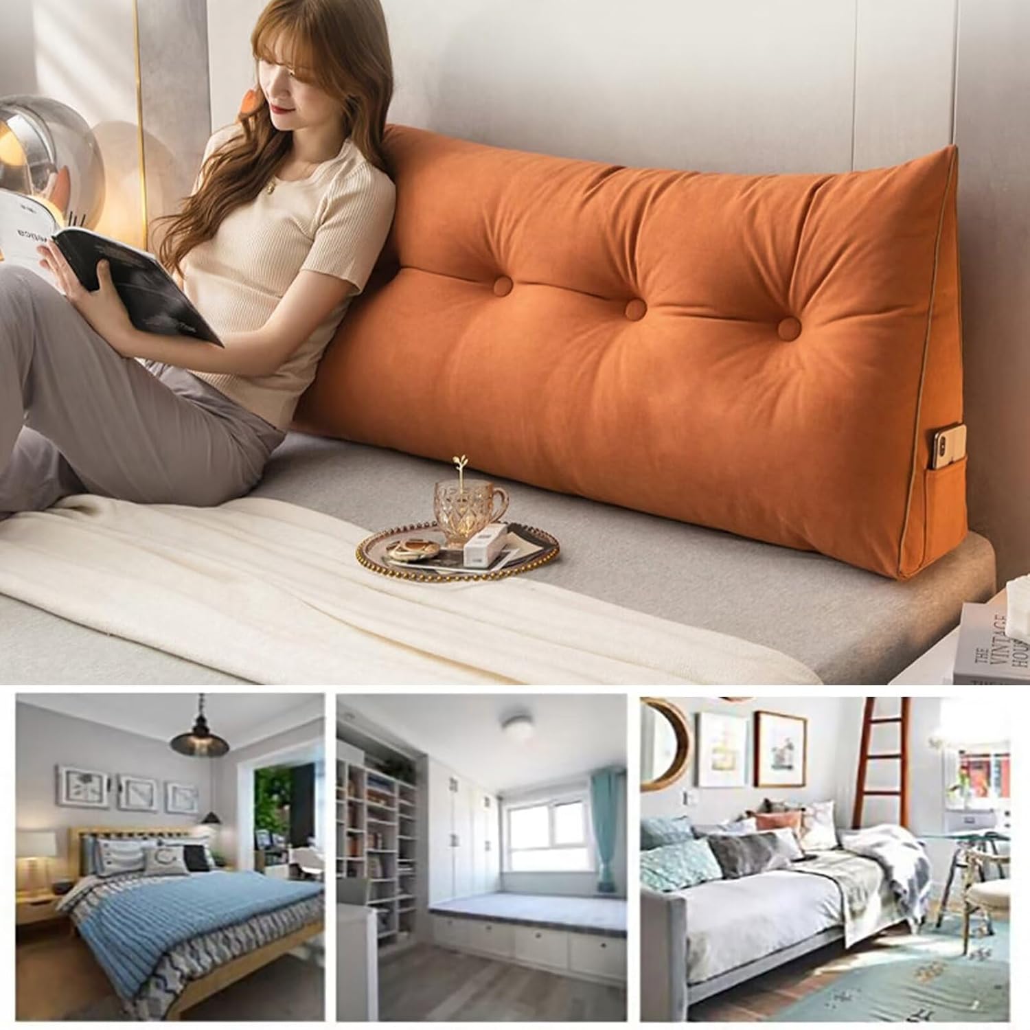 Hyper-Comfortable Wedge Pillow for Reading Support Easy to Clean Multiple Uses