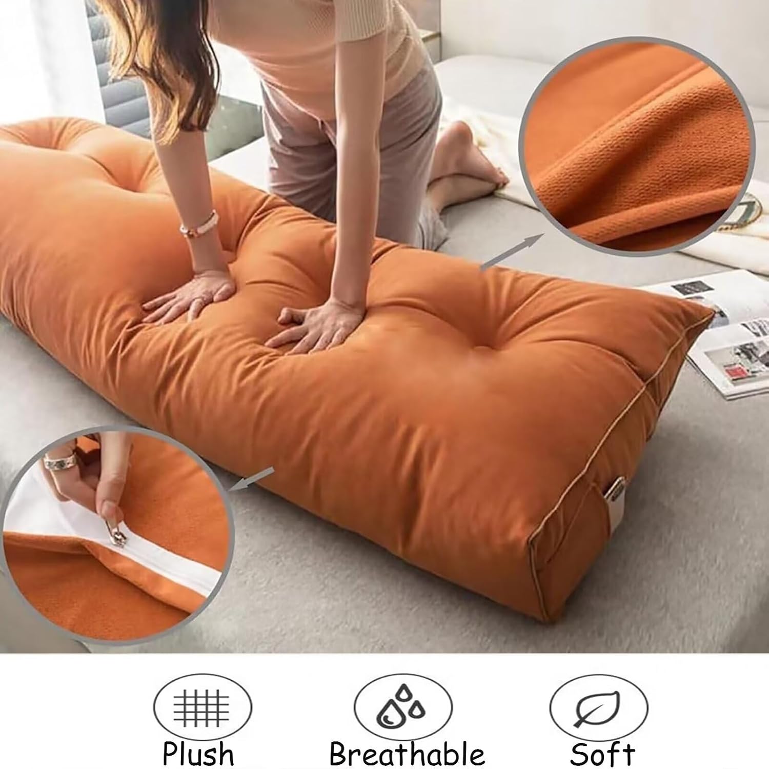 Hyper-Comfortable Wedge Pillow for Reading Support Easy to Clean Multiple Uses