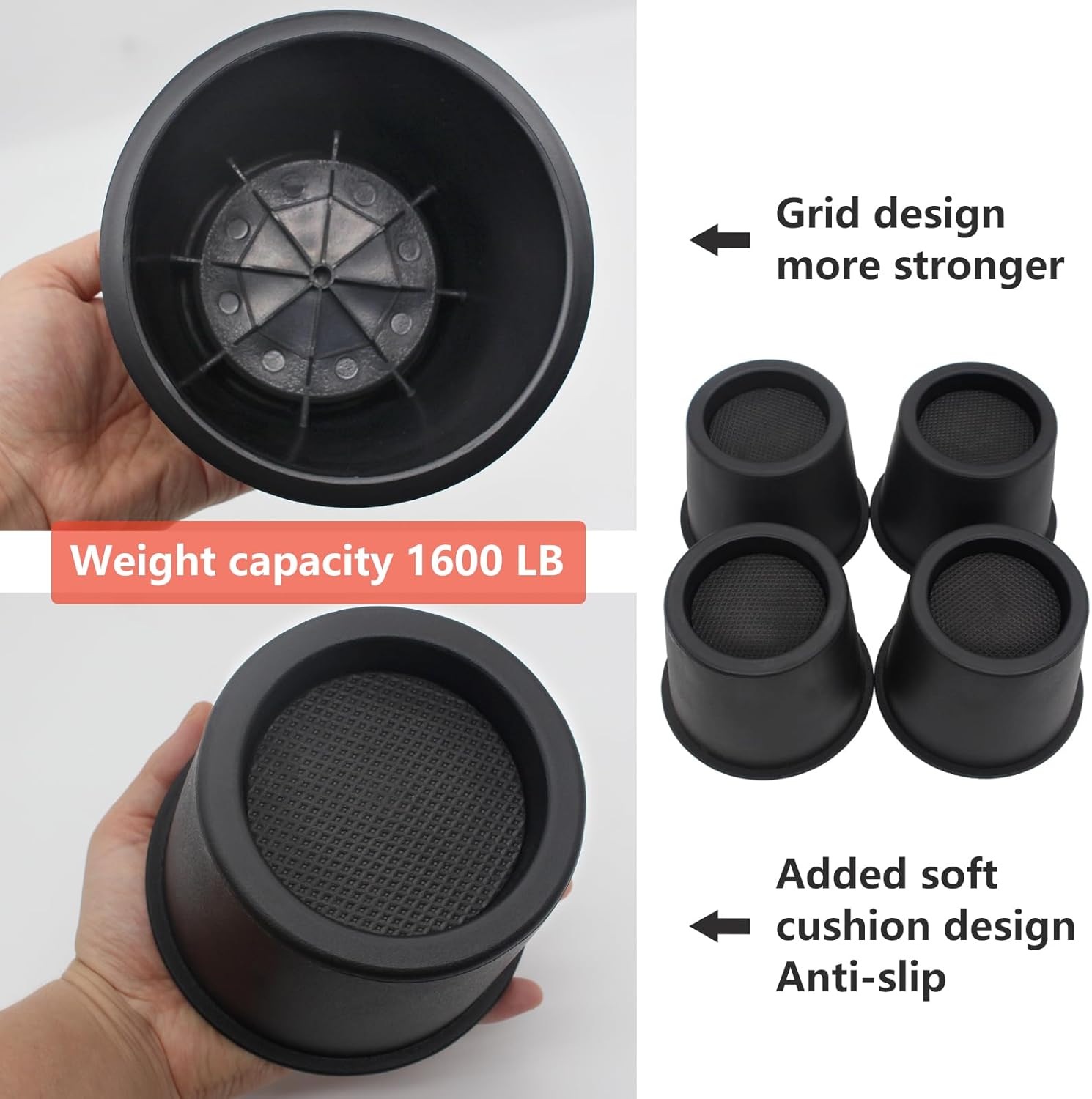 HANIHUA 9 Pack Bed Risers - 4 Heavy Duty for Sofa Bed Desk 3600 lbs Capacity Anti-Slip