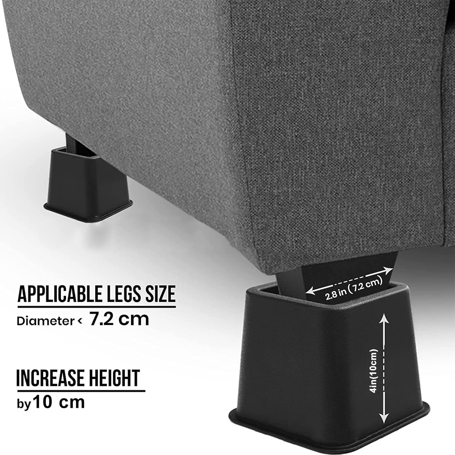 Equal to 1300 lbs bed risers stackable bed furniture risers heights of 4- 6- and 9-inch in US