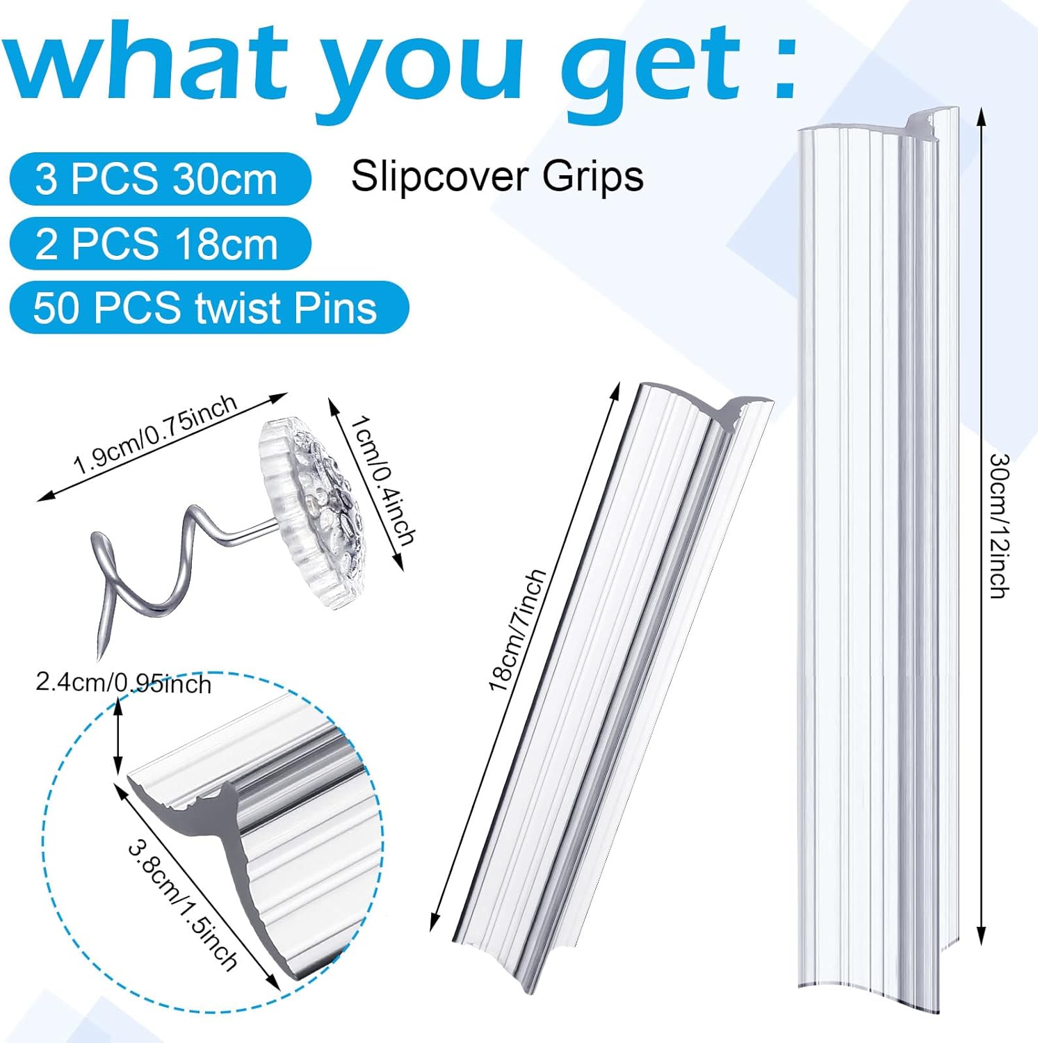 55-Piece Slipcover Set for Sofa Sectional Bed - Tuck Grips Dust Ruffle Pins Decorative Sofa Covers