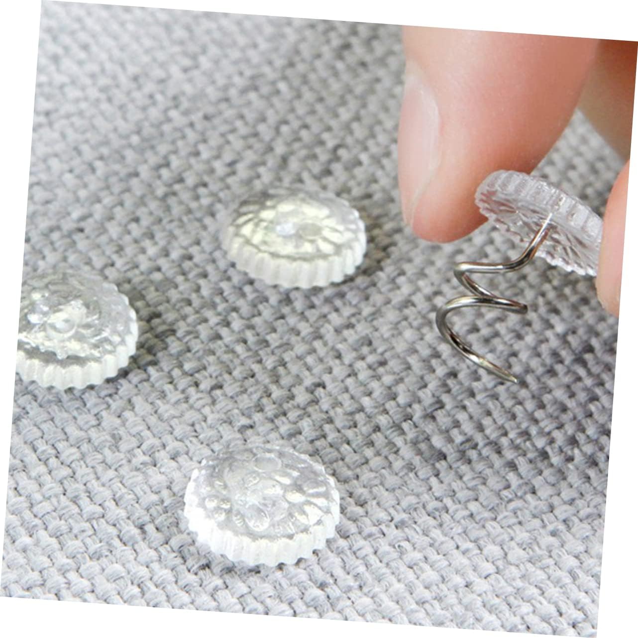PRETYZOOM60-Piece Clear Twisting Push Pins for Bed Skirts and Sofa Covers - Easy to Remove and Install