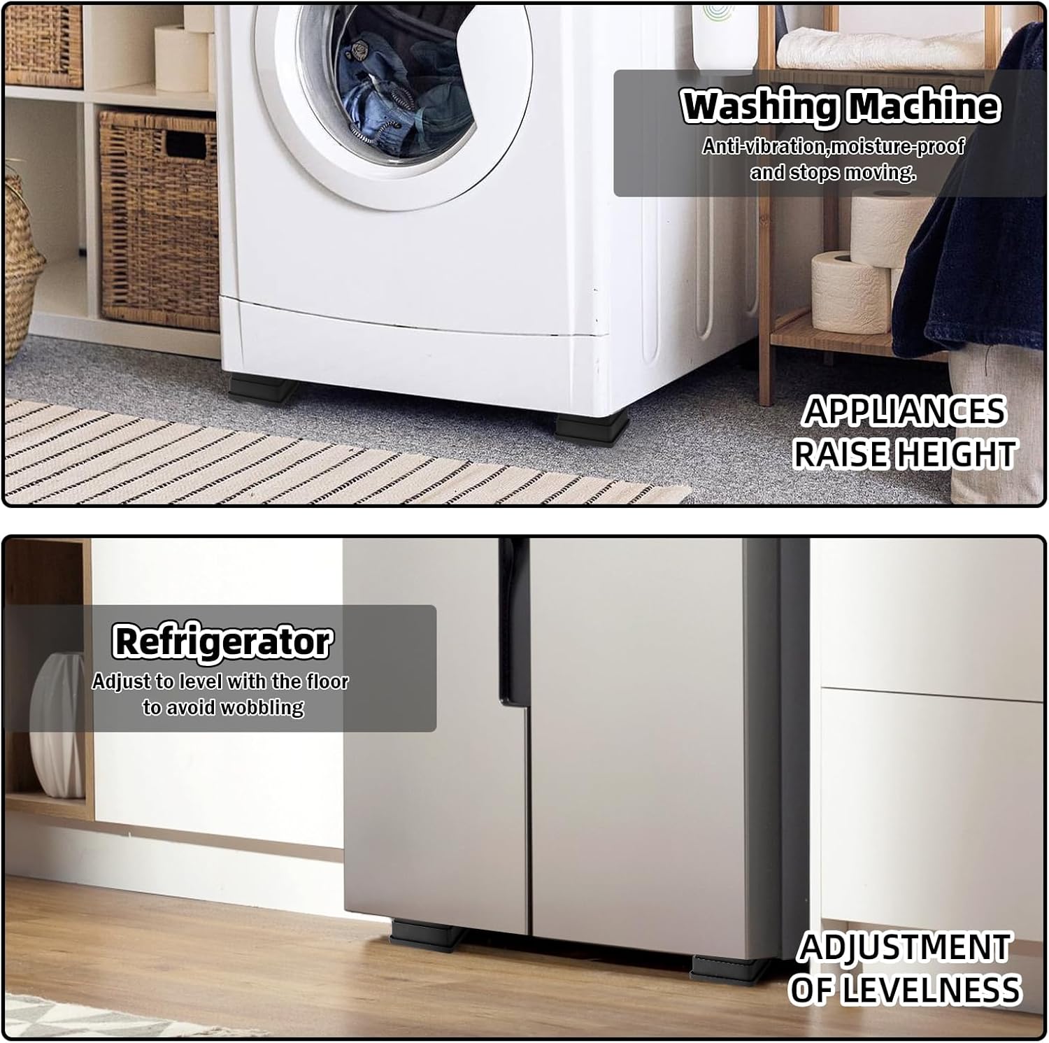 Adjust Your Bed - Stackable Elevation Risers with 4 Positions for Sofa Chair Tables 1-inch Adjustment