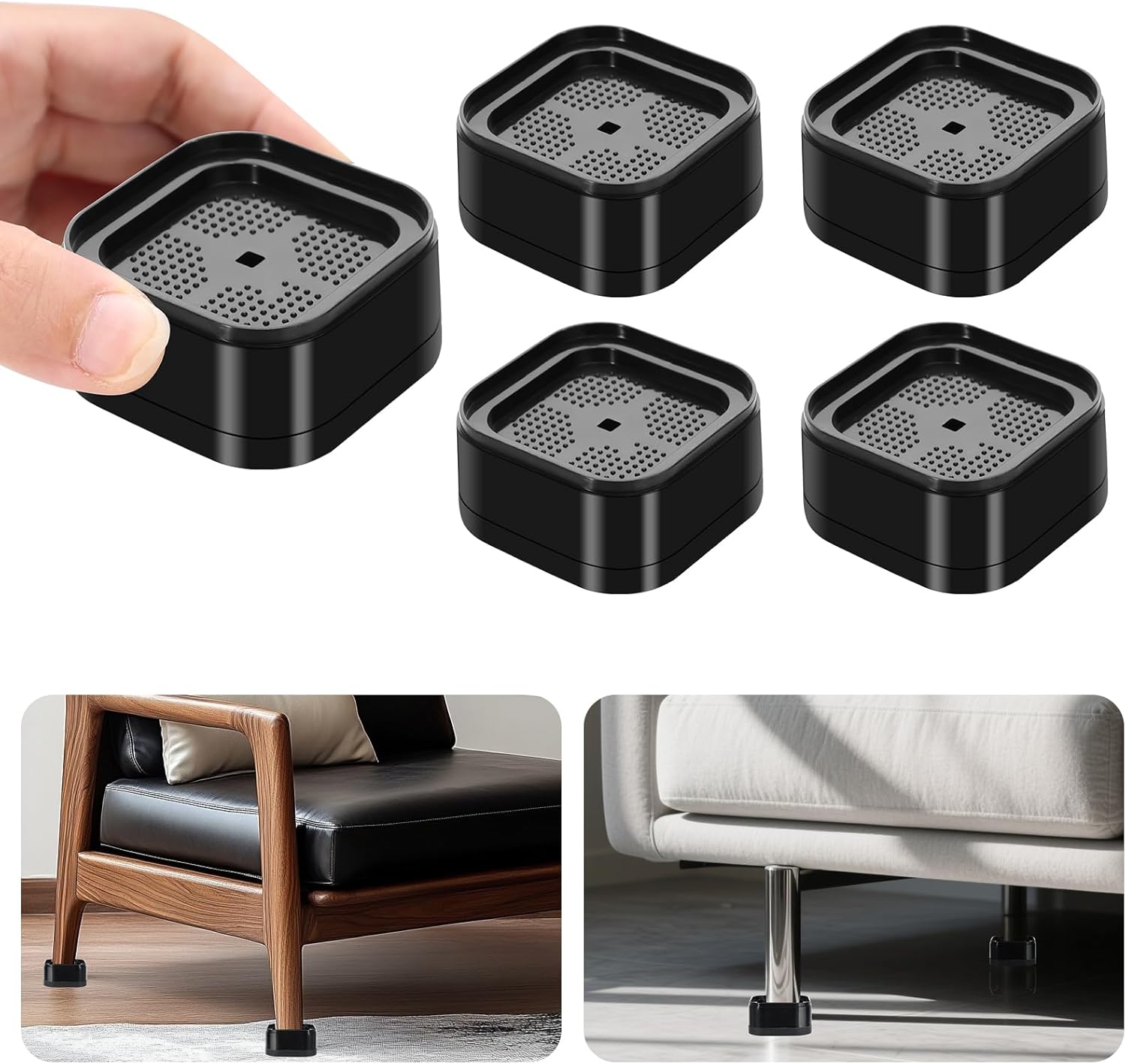 Adjustable Bed Lifts Durable Furniture Risers 4-Pack with Anti-Slip Design for Bed Sofa Table and More