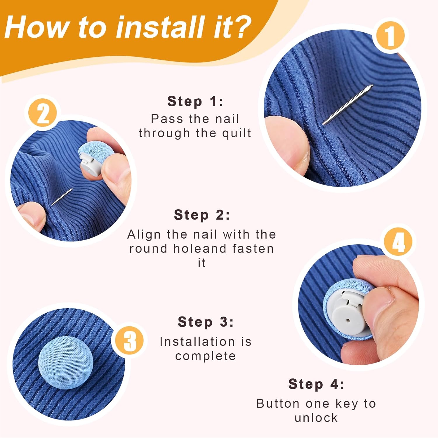 20-Piece Duvet Cover Clips Fastener with 1-Button Lock Durable Easy to Install for Curtains Quilts More