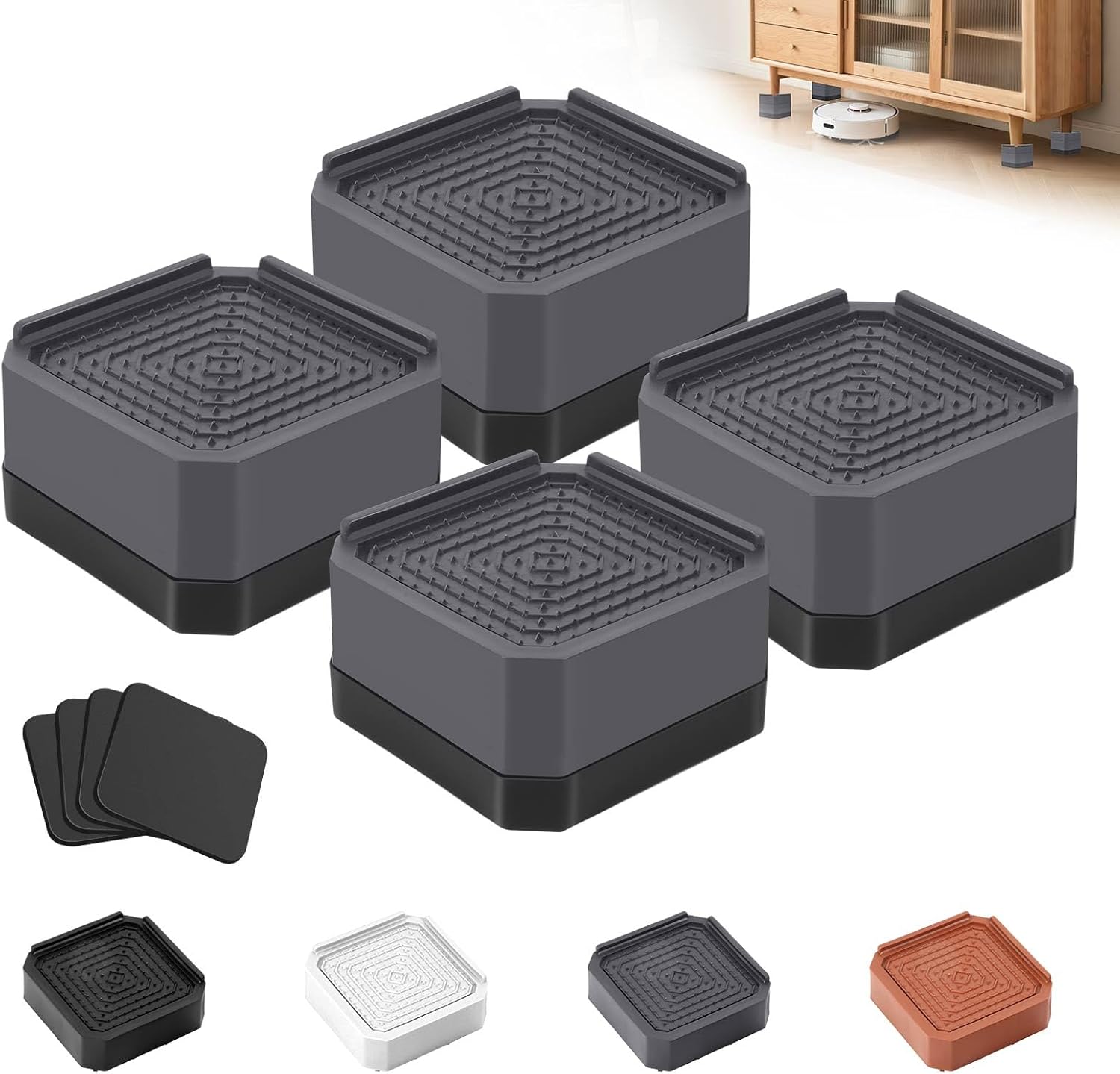 Adjustable Bed Riser for 15-3 inches Durable Non-Slip for Beds Sofas Load up to 4000 lbs Grey