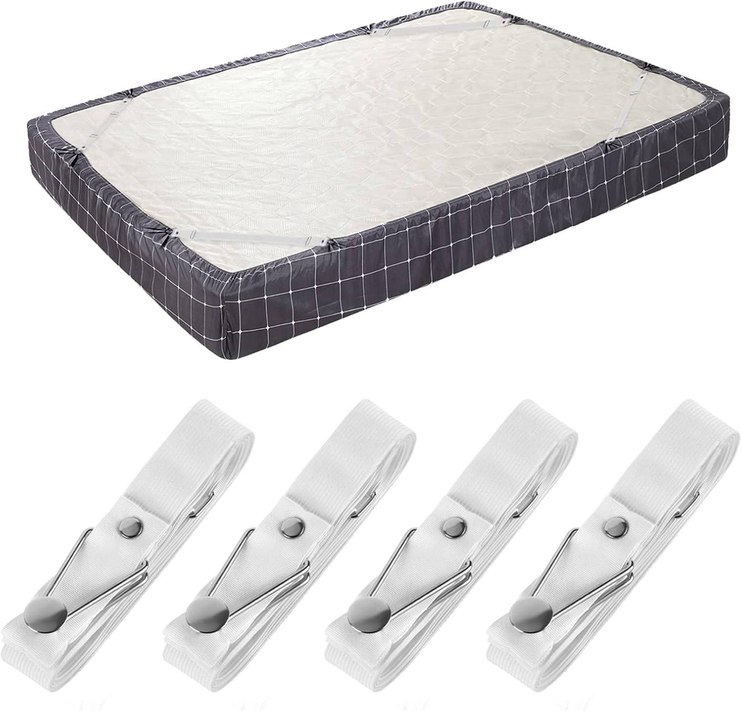 Adjustable Bed Sheet Holder Straps Secure Snap Closure for Fitted Sheets More Set of 4