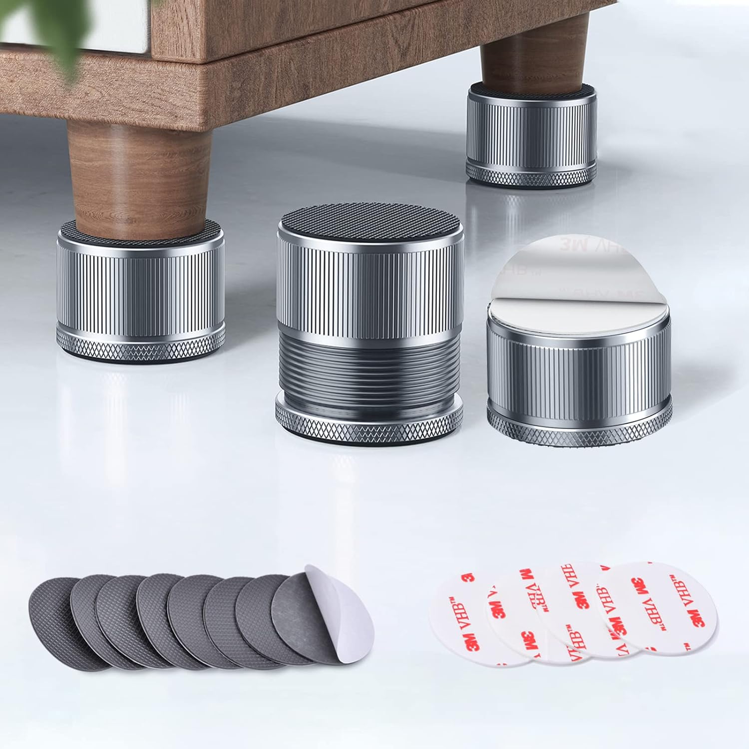 Nedeia Bed Risers Heavy Duty Self-Adhesive Durable Bed risers Set of 4 from 09-17 inches Support 2200 lbs