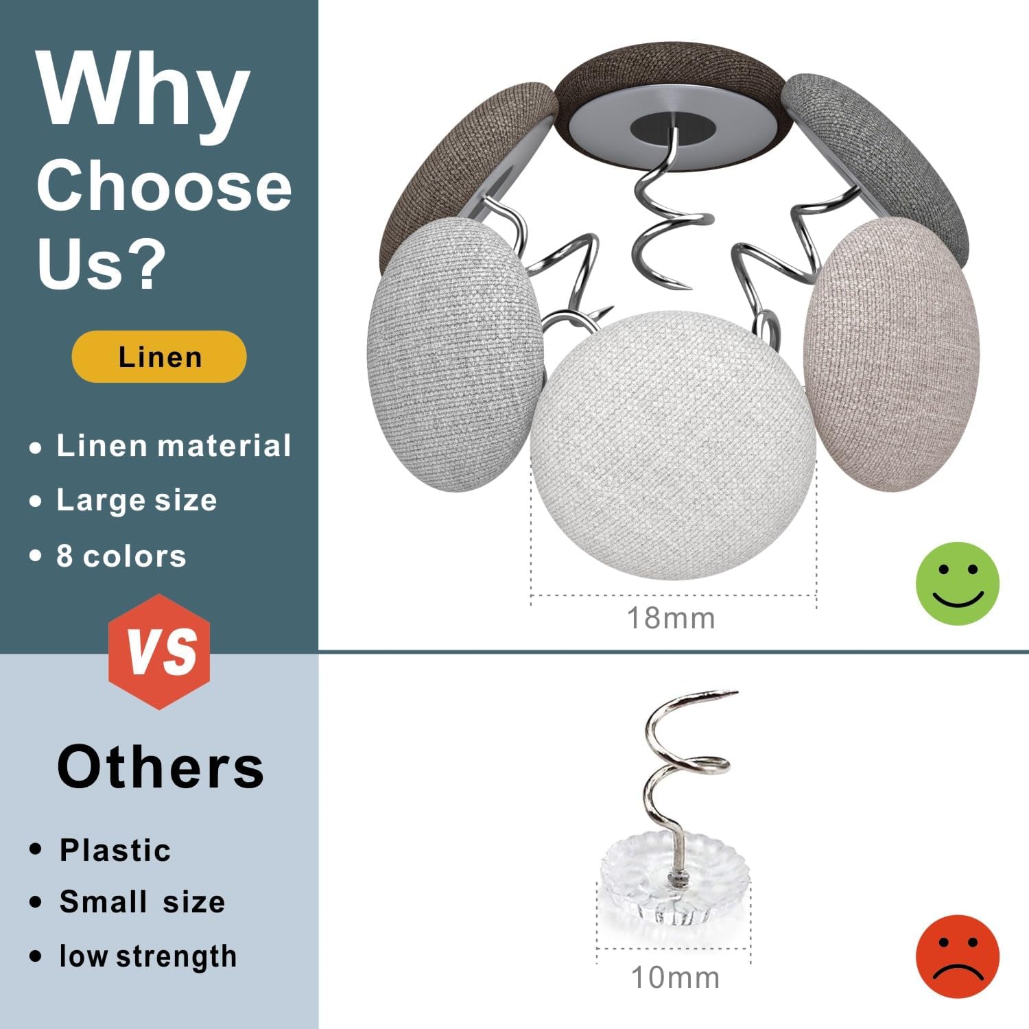 Linen Fabric Twist Pins 8 Colors - Bed Skirt Upholstery Pins