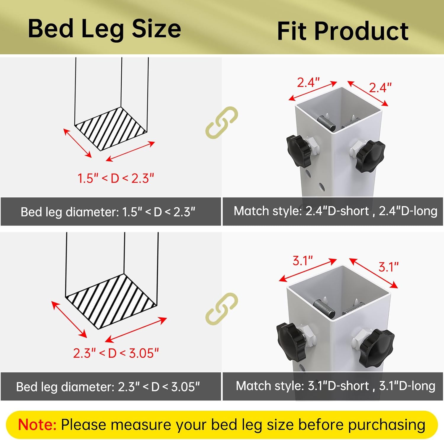 4-Piece Metal Dorm Bed Risers 23 Diameter Riser for College Dorm