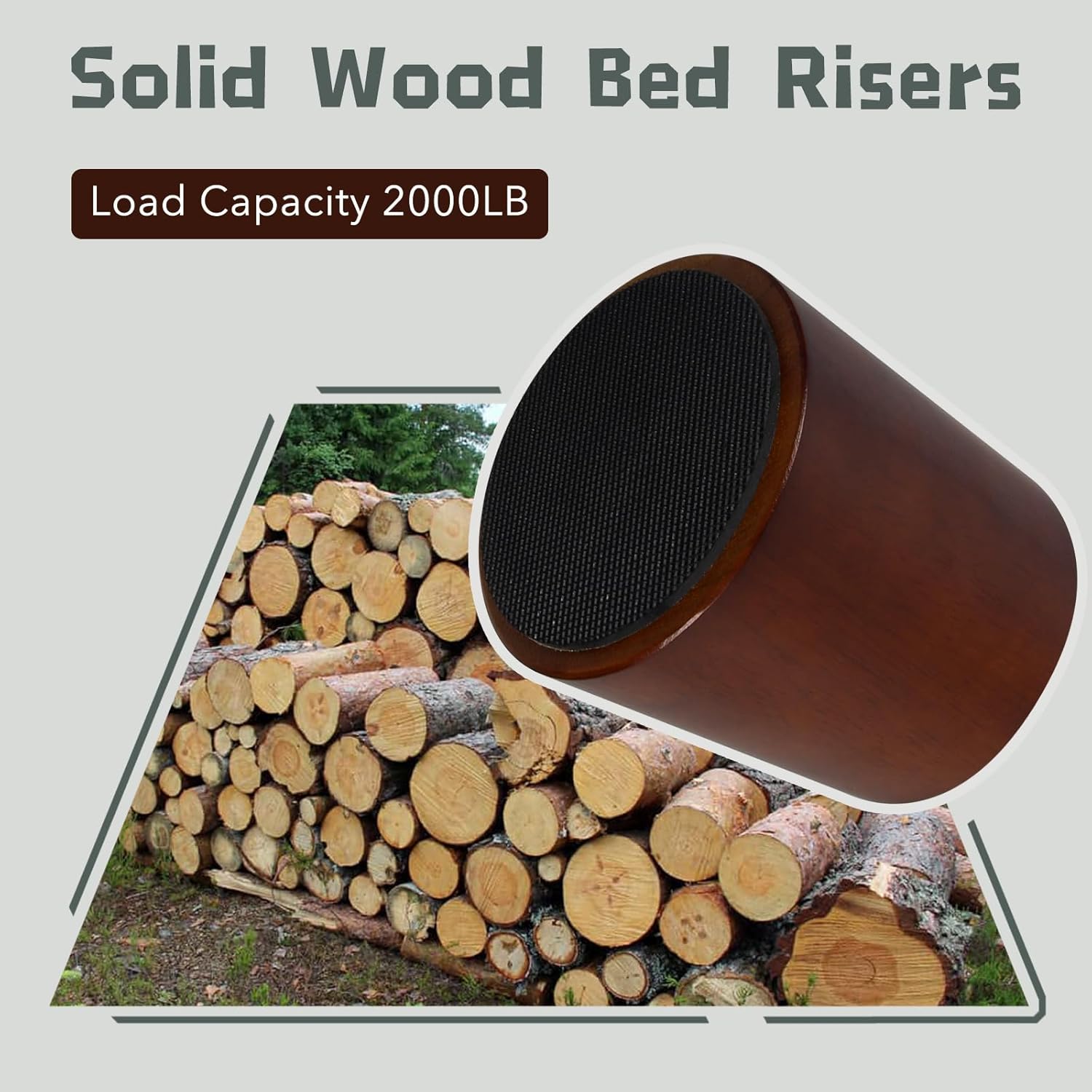 Elevate Your Space - Heavy Duty Office Bed Risers - 4-Inch Wooden Riser Modern Mid-century Style Prism Storage