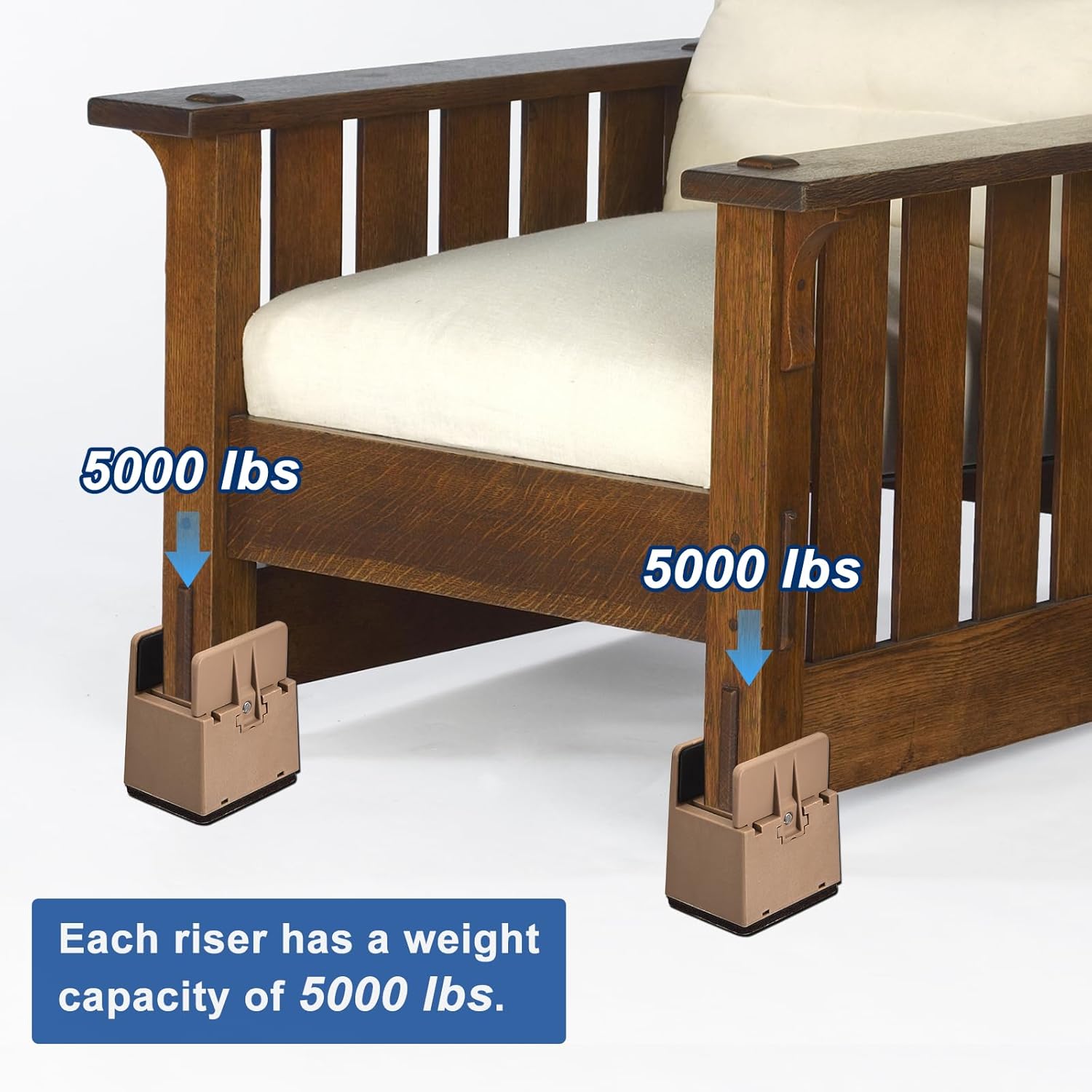 Sturdy 2-inch Bed Risers for Beds Desks Sofas 4Pcs with Adjustable Clamps