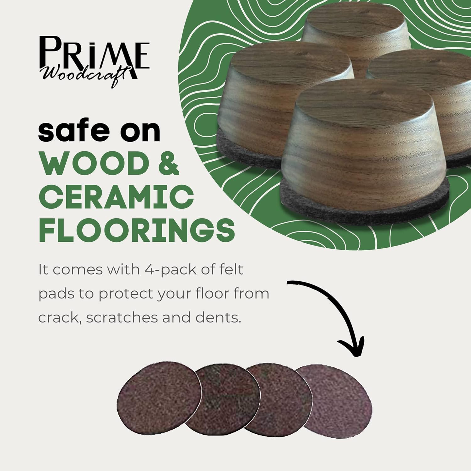 Premium Walnut Wood Furniture Risers - Extra 1 Inch Height Perfect for Cleaning Convenience