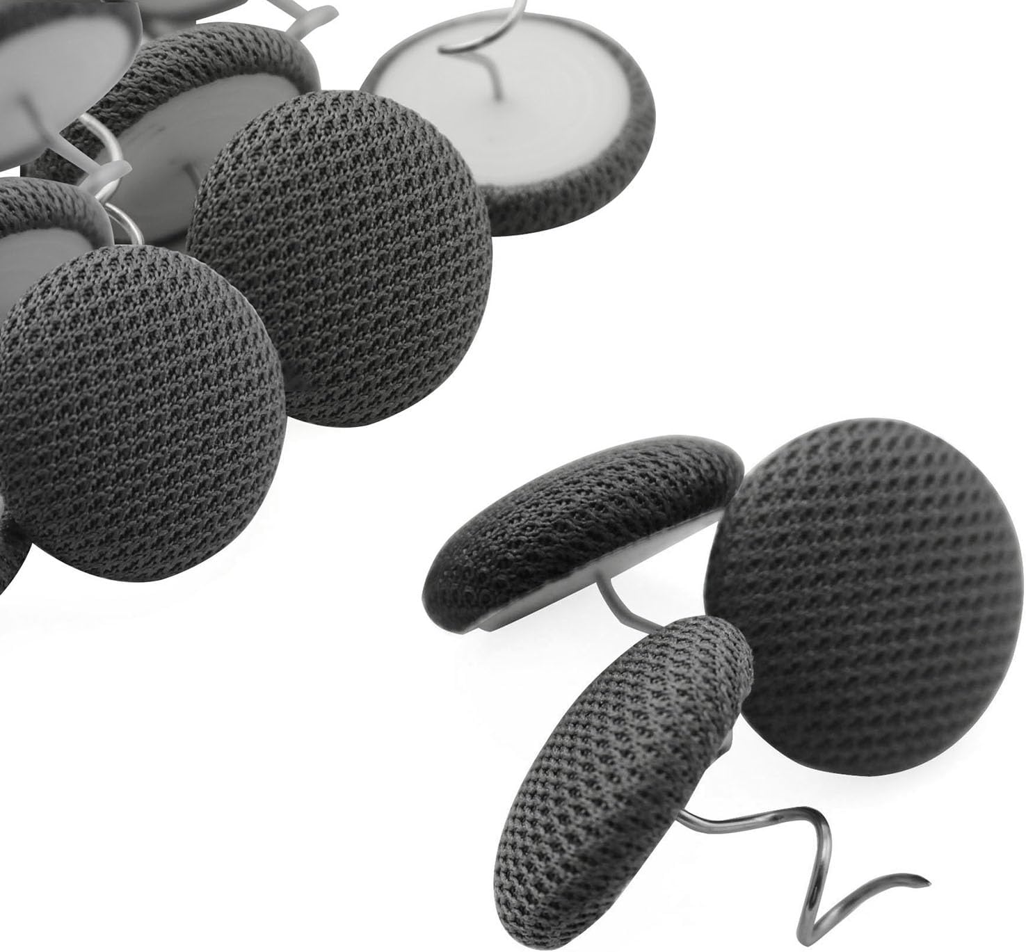 XGNG 12PCS Gray Fabric Covered Button Twist Pins for Bed Skirts and Sofa Covers
