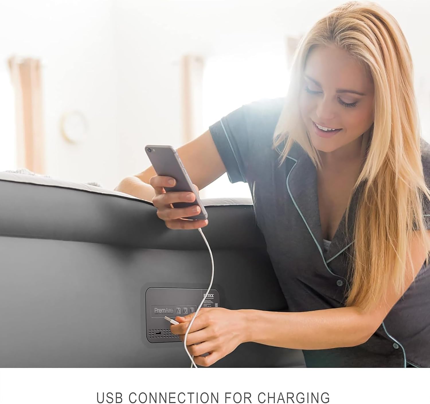 Intex PremAire II Luxury Air Mattress with Electric Pump Queen Size Elevated Bed