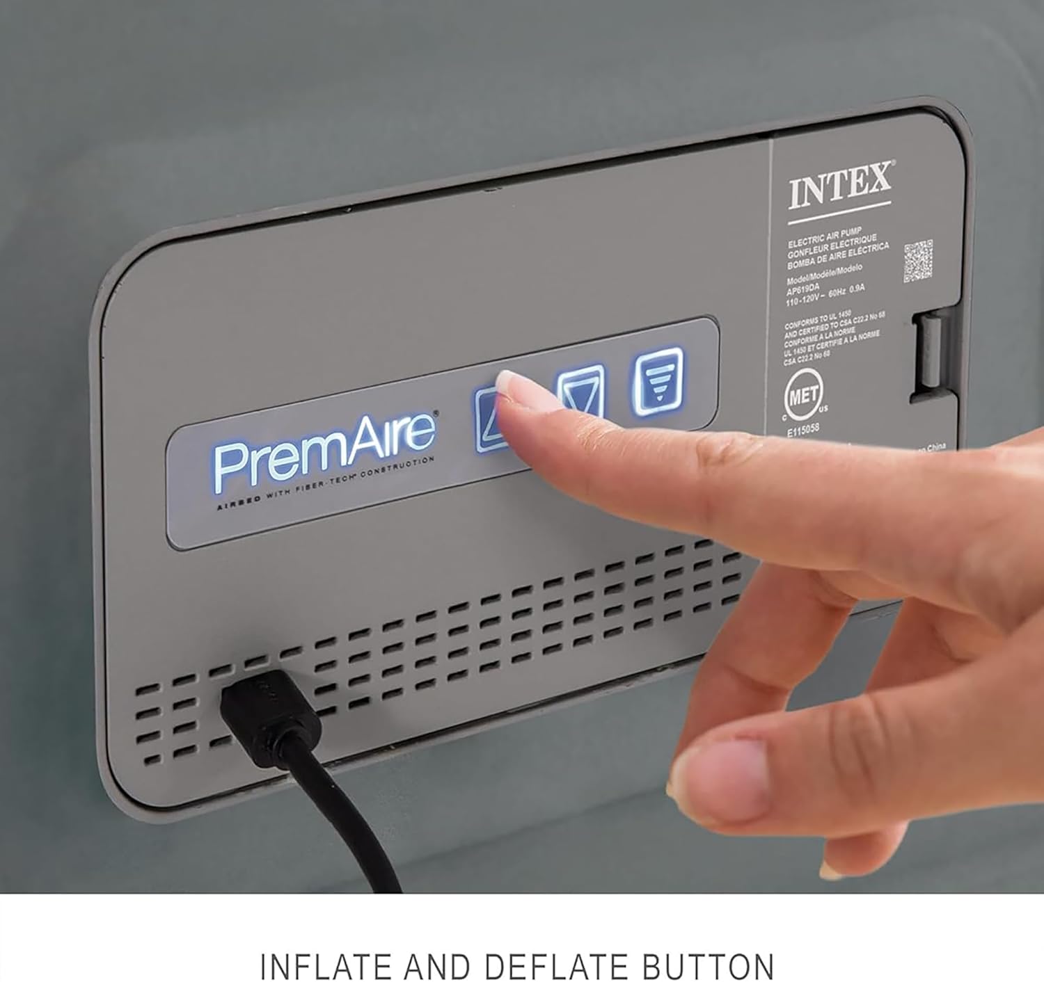 Intex PremAire II Luxury Air Mattress with Electric Pump Queen Size Elevated Bed