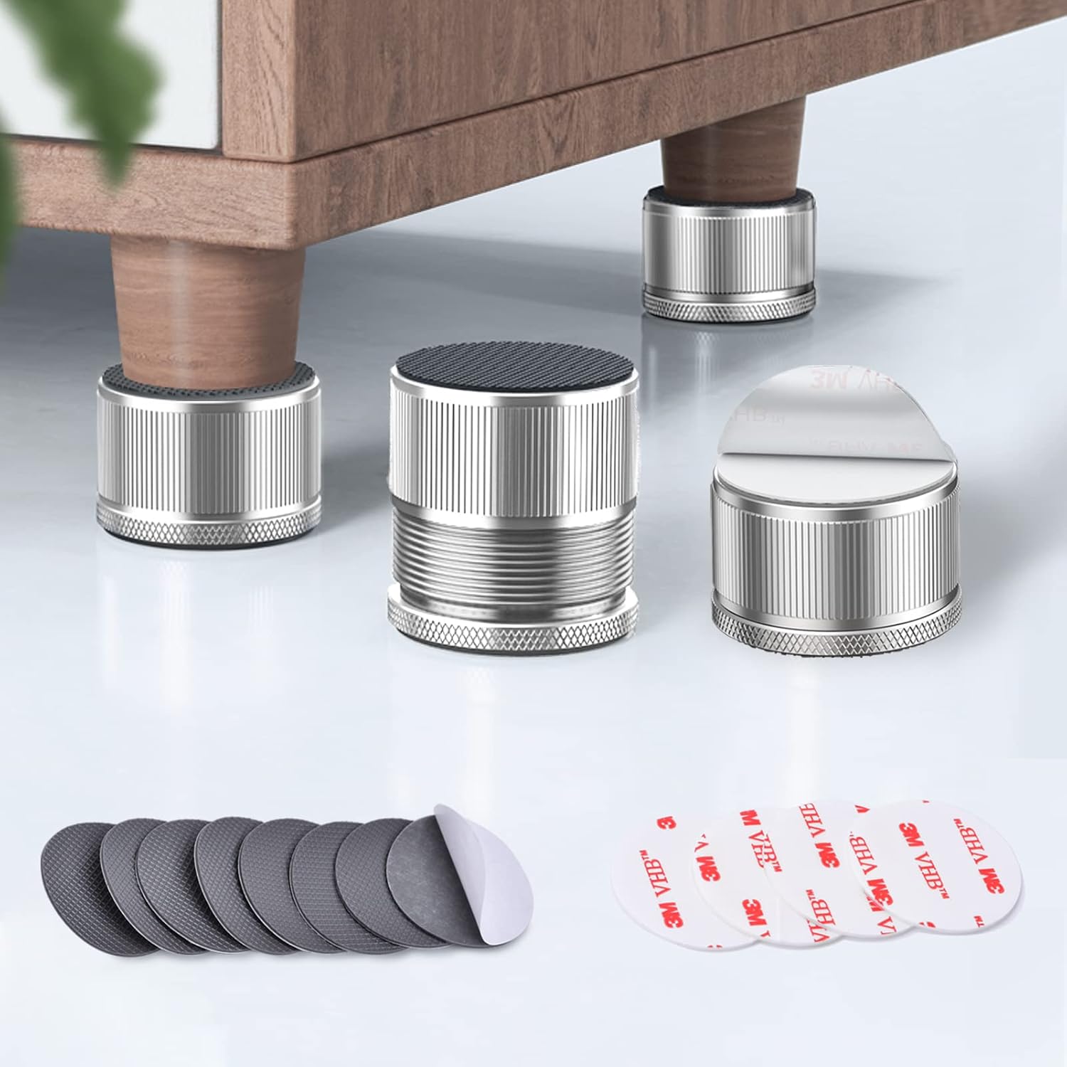 Adjustable 1-Inch Metal Bed Risers with Non-Slip silicone Pads for Sofa and Beyond