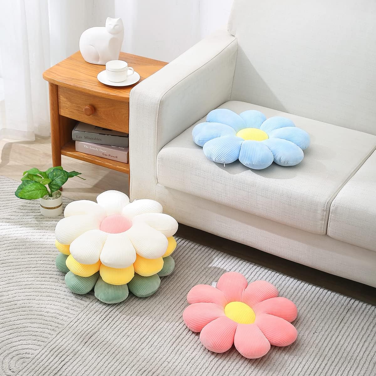 Flower Pillow Daisy Throw Cushion Soft Decorative Pillow for Girls Kids