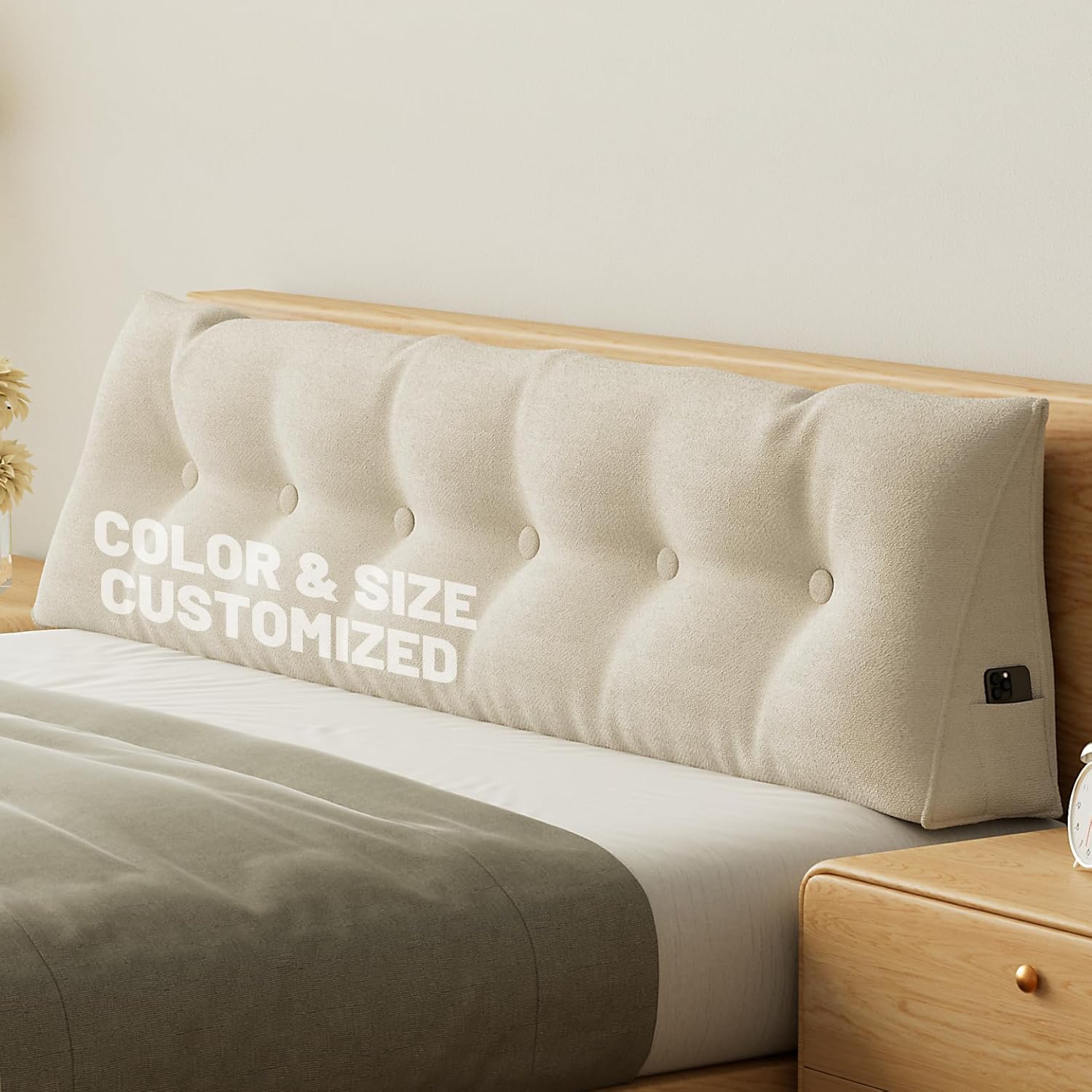 BayHomes - Custom Wedge Headboard Pillow for Sitting in Bed Ergonomic Design with Multiple Fabric Options