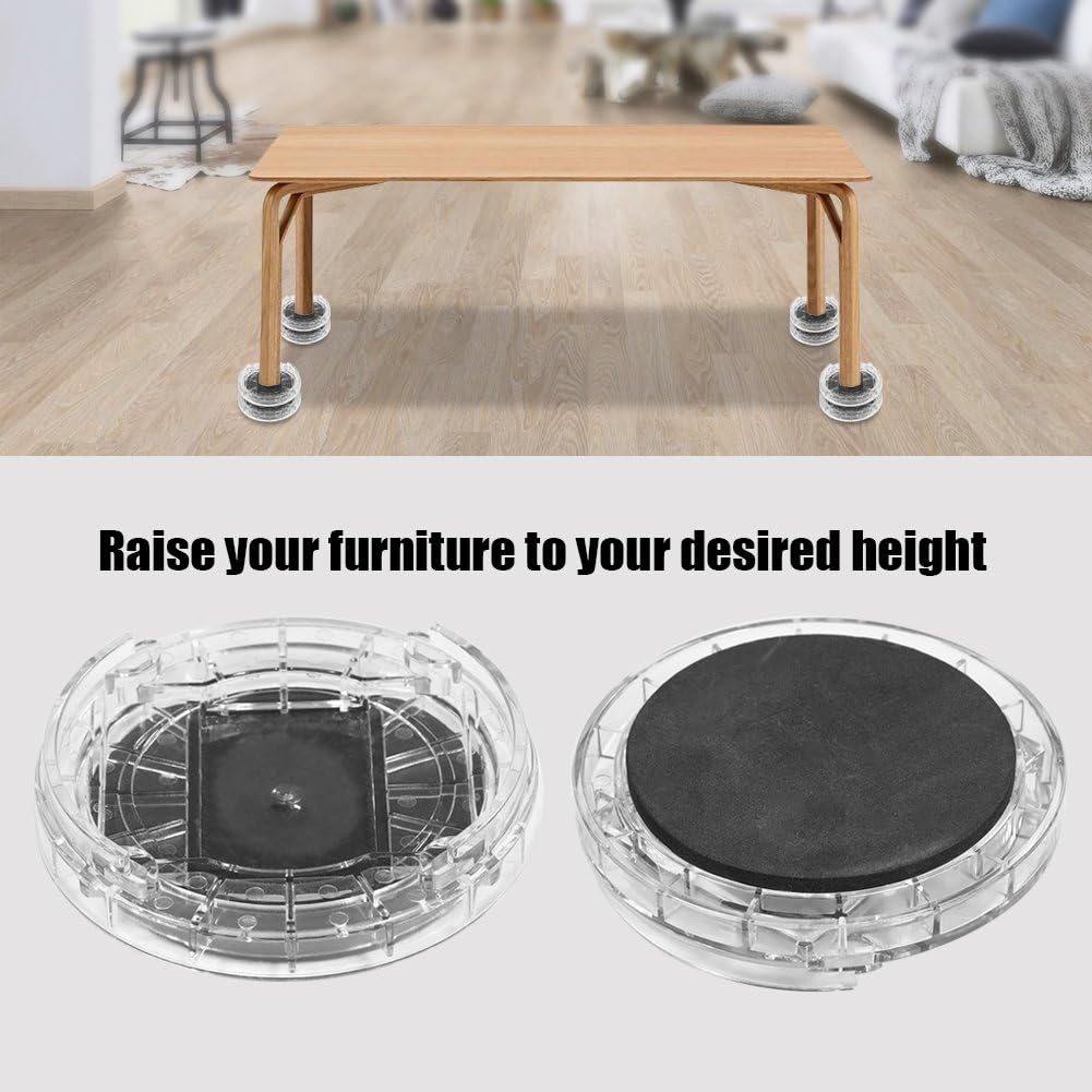 Furniture Risers Set of 8 - Heavy Duty Plastic Bed Risers for Sofa Table Desk and Chair