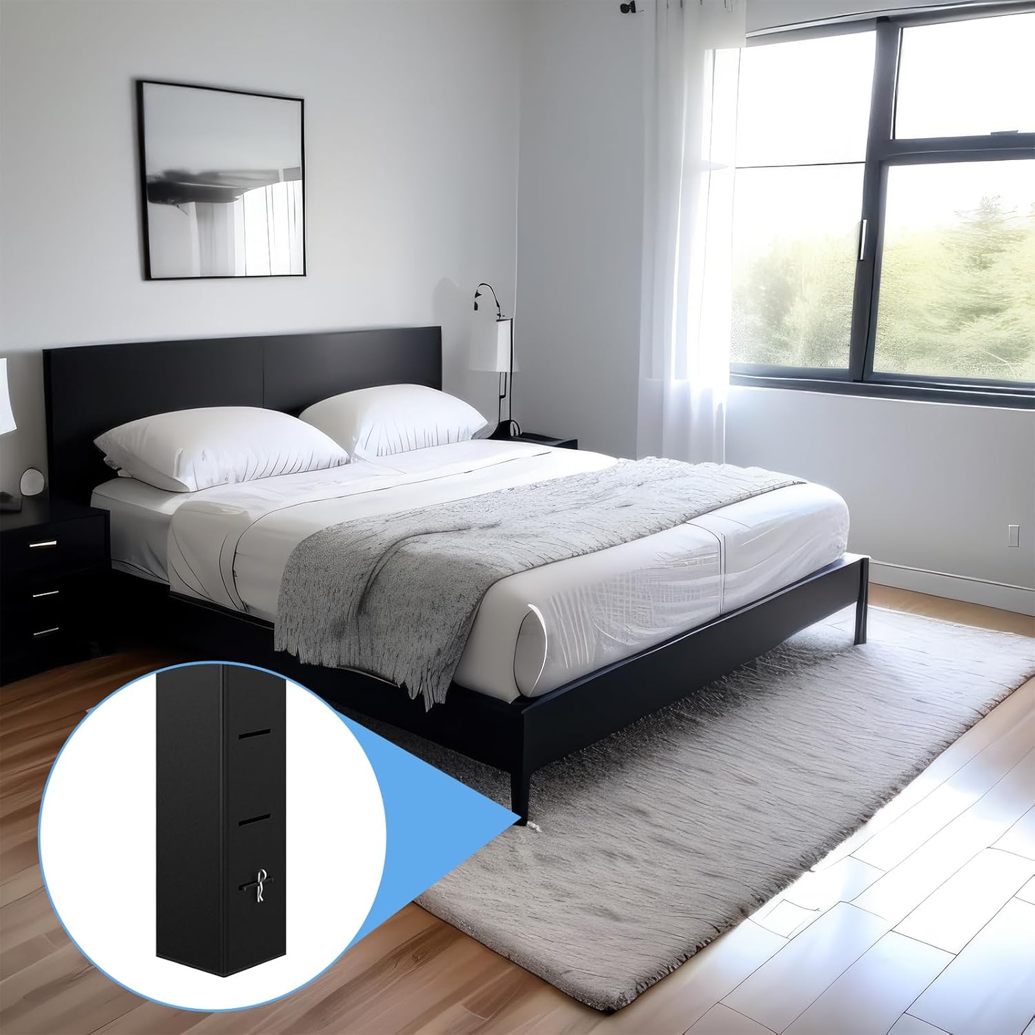 4 Pack Metal Bed Riser for Dorm Room 315 Inch Diameter Square Carbon Steel Adjustable Height Bed Risers