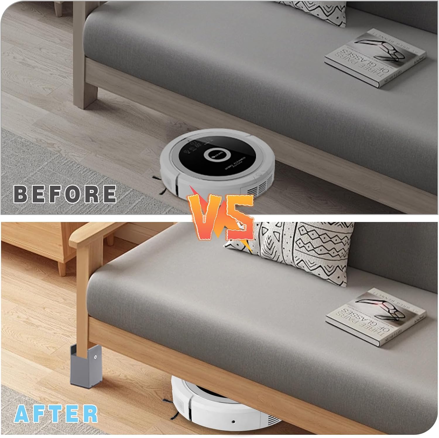 SEISSO Heavy-Duty 4-Piece Bed Risers Adjustable 4 Tall for 1000 lbs