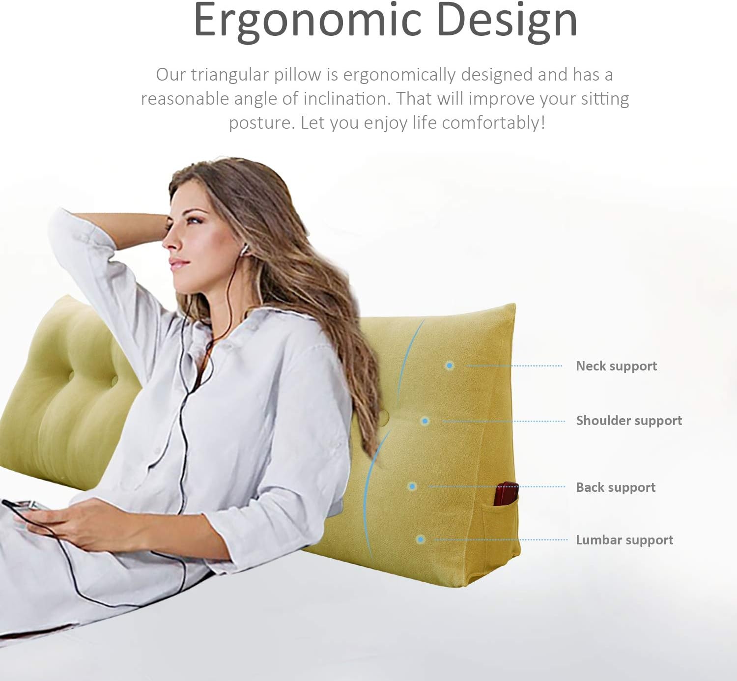 WOWMAX Wedge Body Positioners Pillow for Reading Bed Rest Back Neck Support