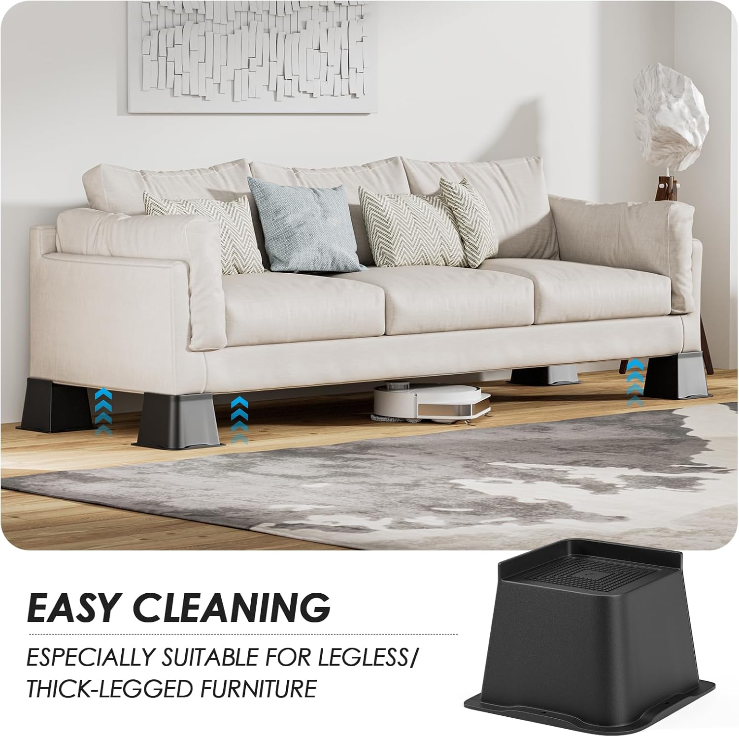 Premium 4-Inch PP Bed Risers - Heavy Duty and Slip-Resistant for Home and Office furniture