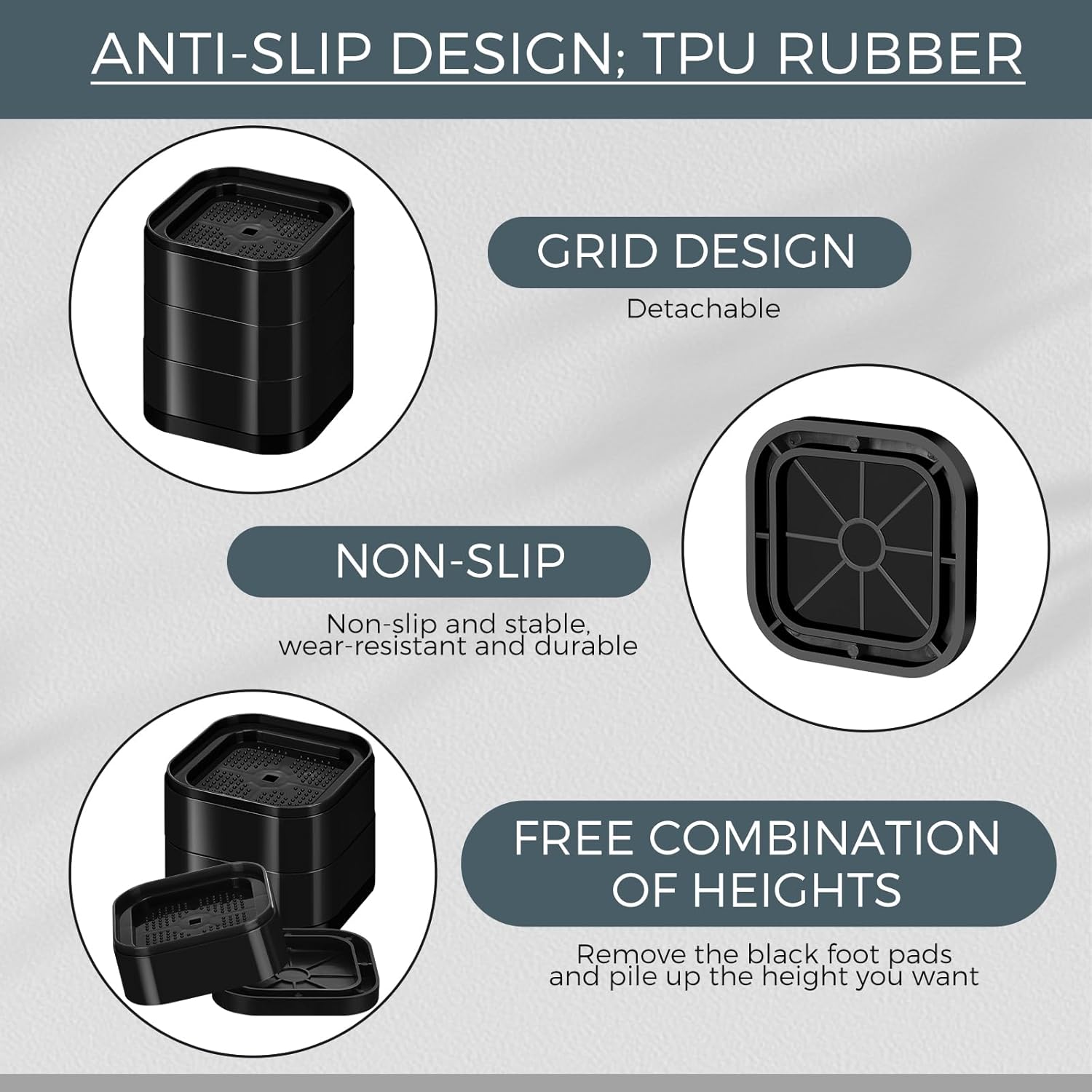 16-Piece Stackable Bed Risers - Heavy Duty Space-Saving Elevate 22in 2 Colors