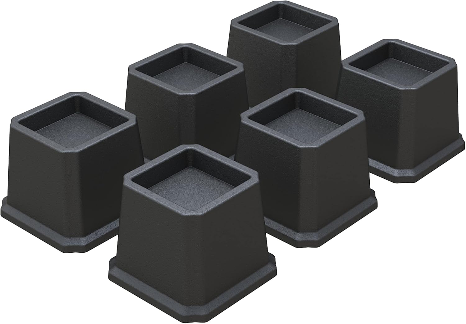 Whynonap Bed Risers Ultimate 3-Inch Heavy Duty Bed Elevators for Sofa Table Furniture Set of 6 for Up to 3000 Lbs Black