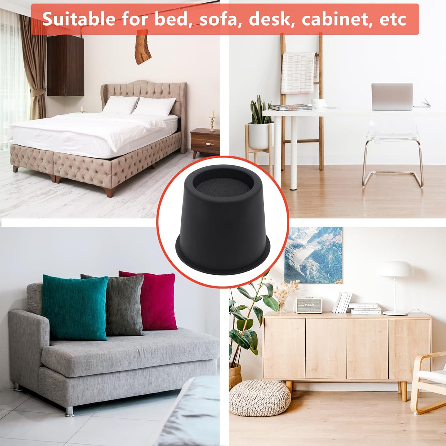 HANIHUA 9 Pack Bed Risers - 4 Heavy Duty for Sofa Bed Desk 3600 lbs Capacity Anti-Slip