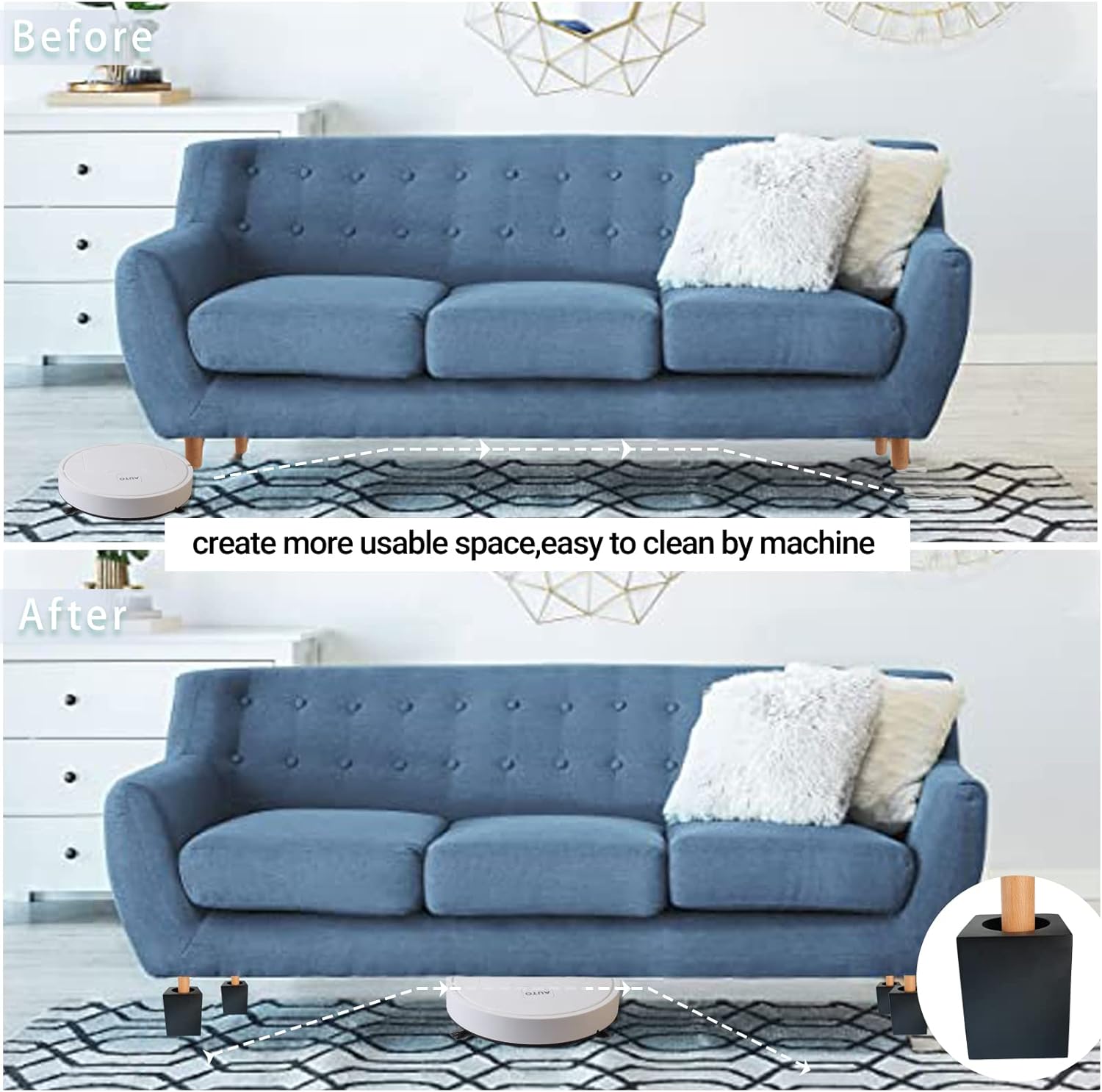 Kasiden 45-Inch Wood Bed Risers for Sofa Chair Durable Easy to Install