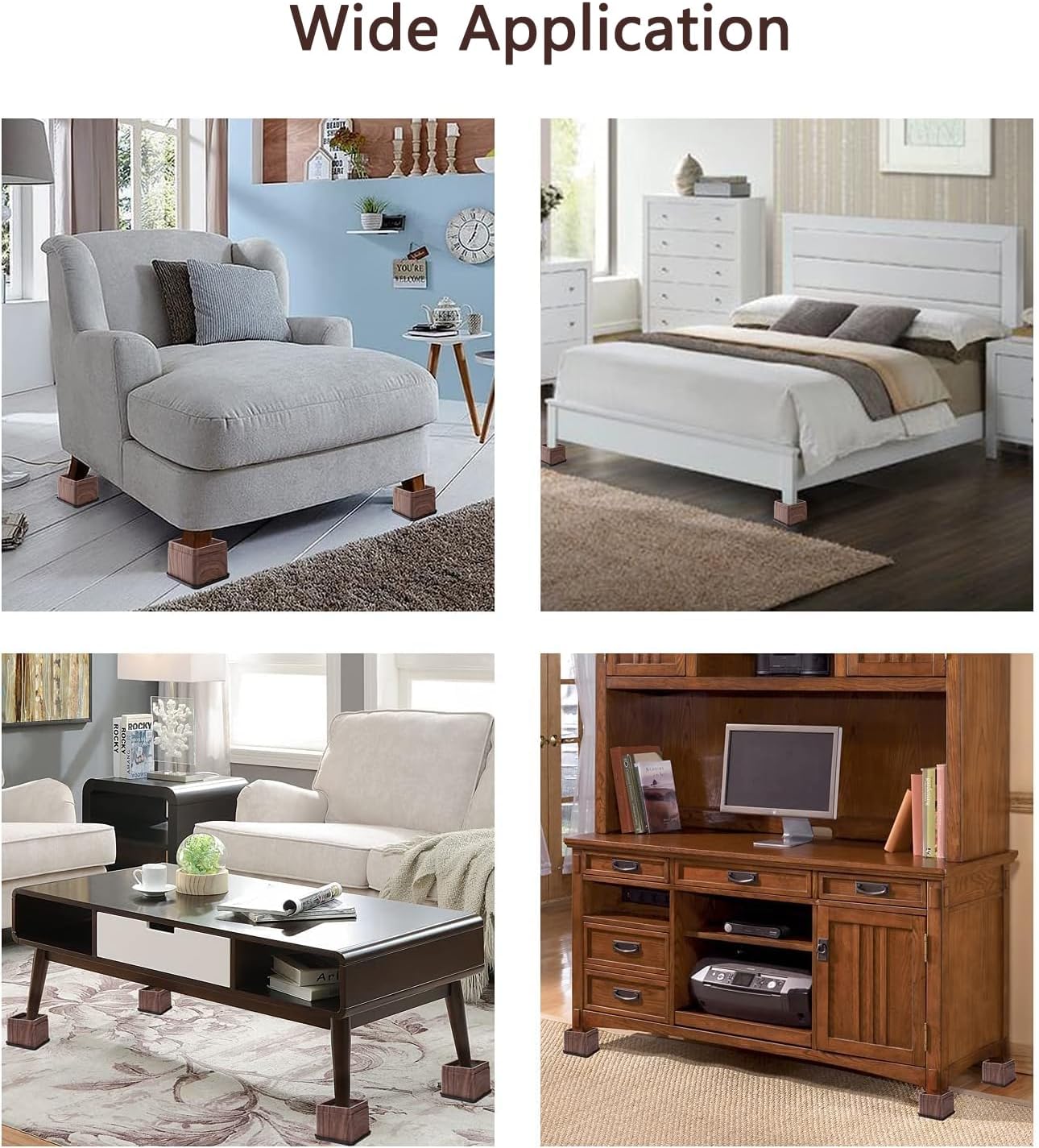 Exceptional 3-Inch Stackable Bed Risers Heavy Duty with Real-Woodprint Elevate Your Comfort