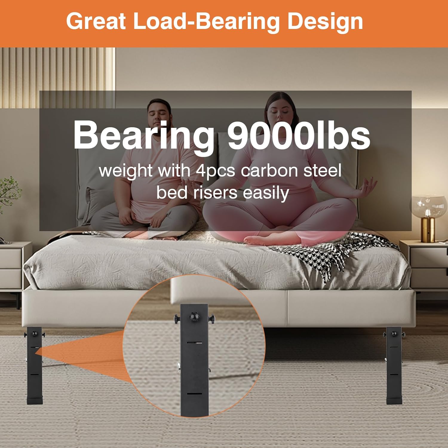 Multi-Height Metal Bed Risers - Heavy Duty Storage Solution for Your Bed Sofa or Table