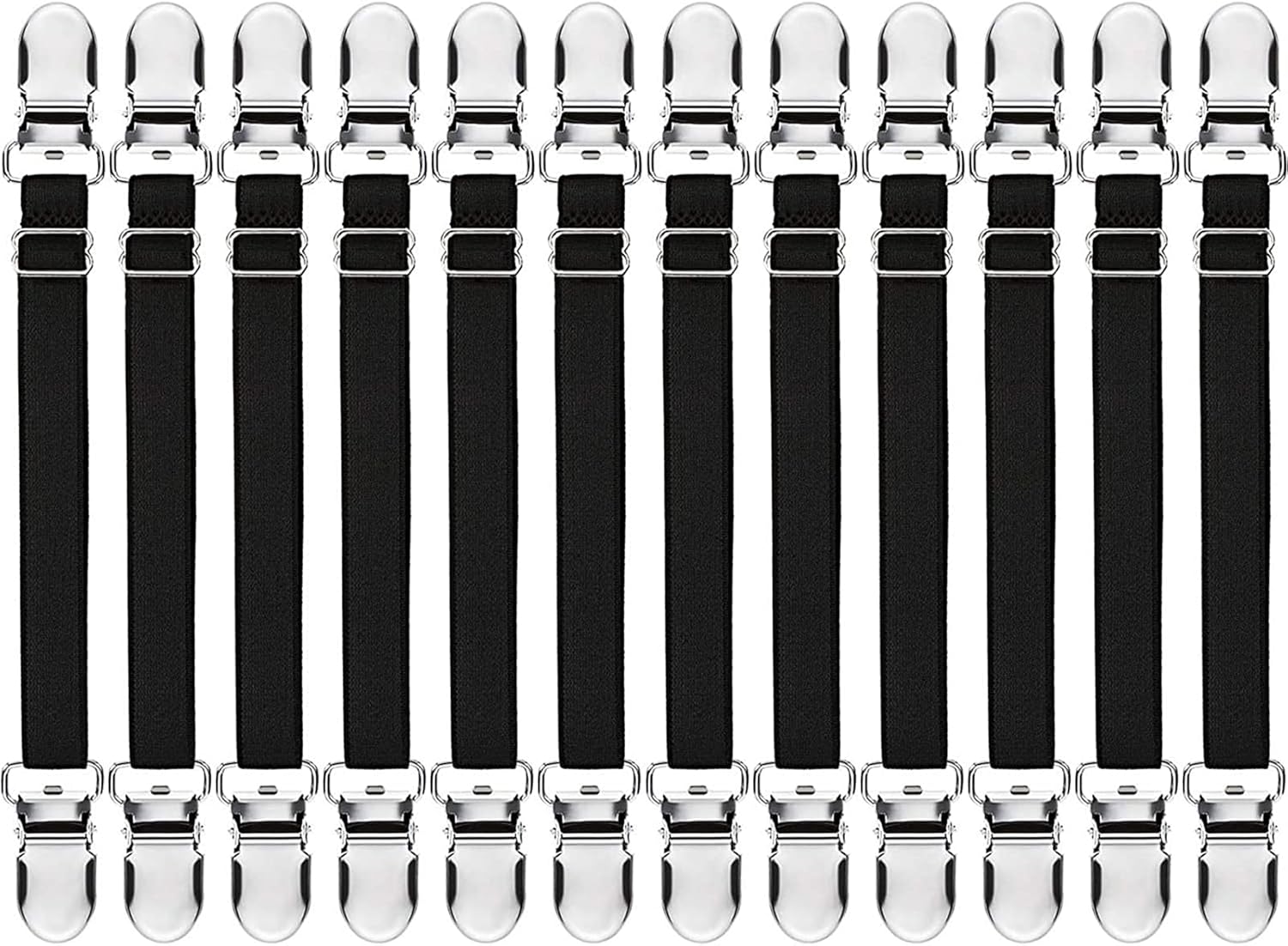 12-Piece Black Bed Sheet Clips Corner Fasteners for Home Use