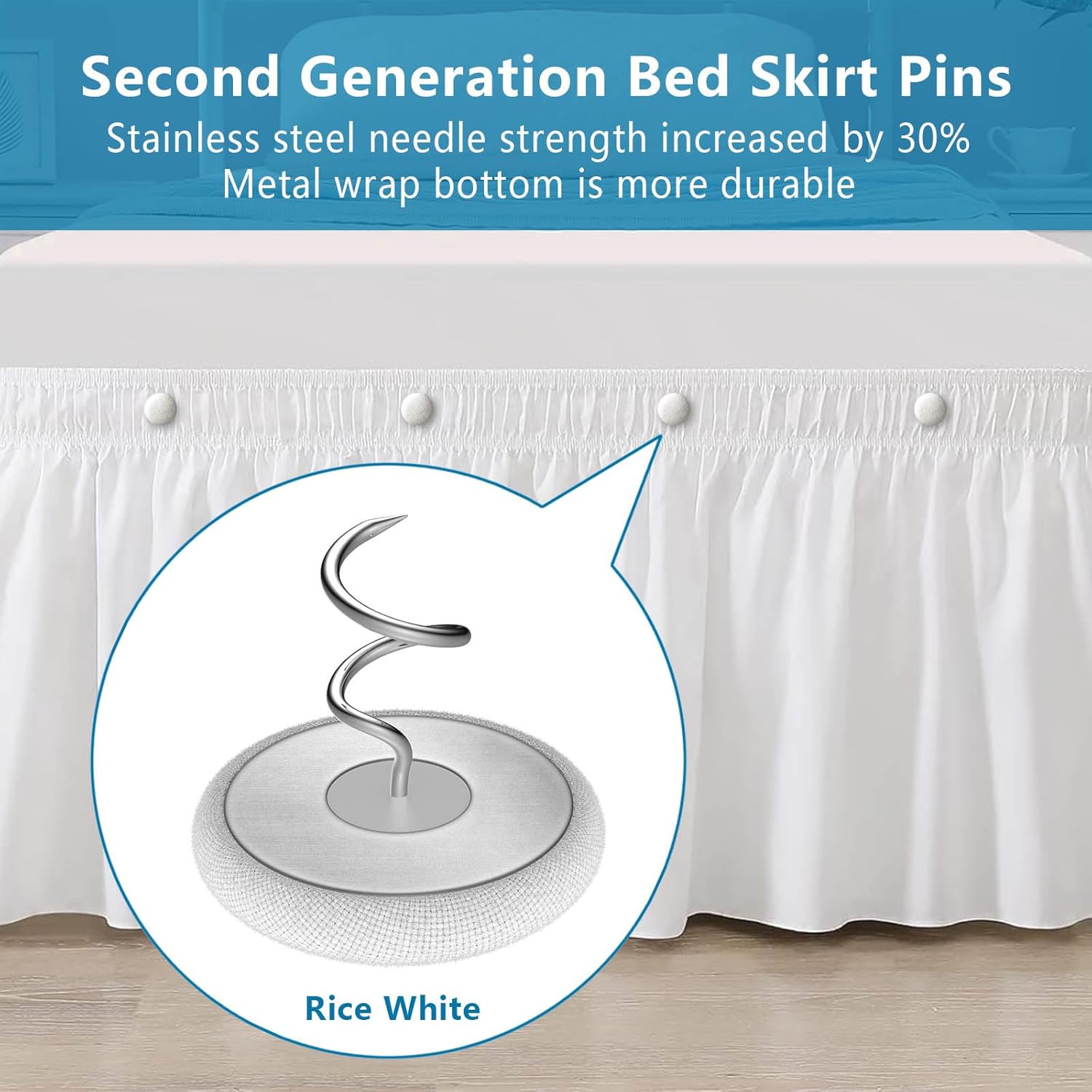 Flax Button Twist Pins for Bed Skirts Sofa Covers Upholstery Armchair Caddies Slipcovers - Rice White 12 Pack