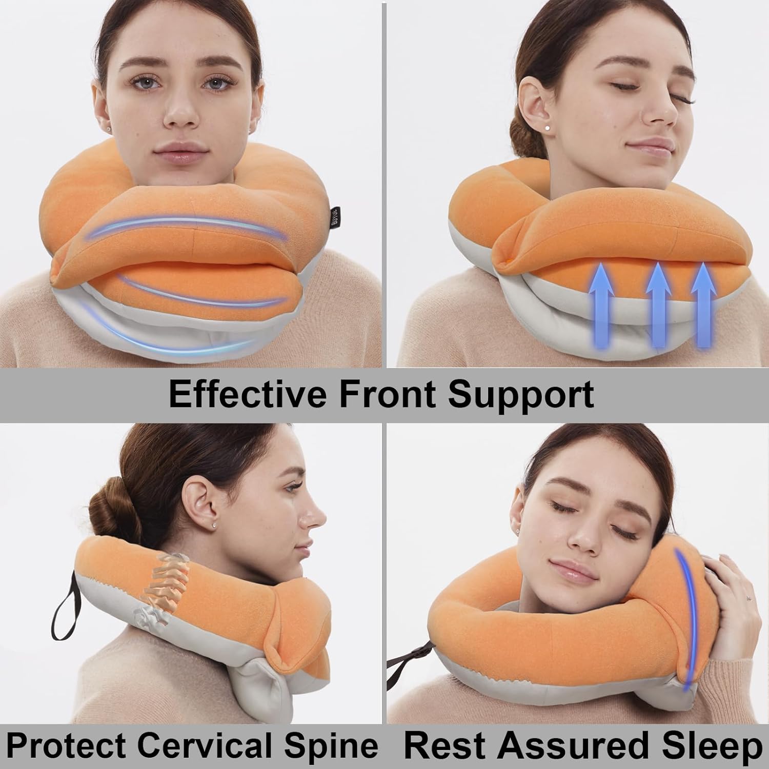 Travel Neck Pillow for Adults Ergonomic 360 Head Support Skin-Friendly Breathable
