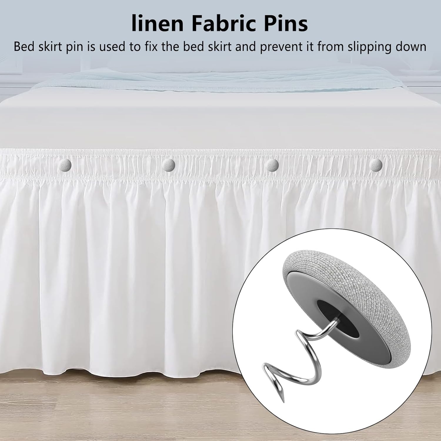 12 Colors Fabric Covered Button Twist Pins for Bed Skirts and Sofa Covers
