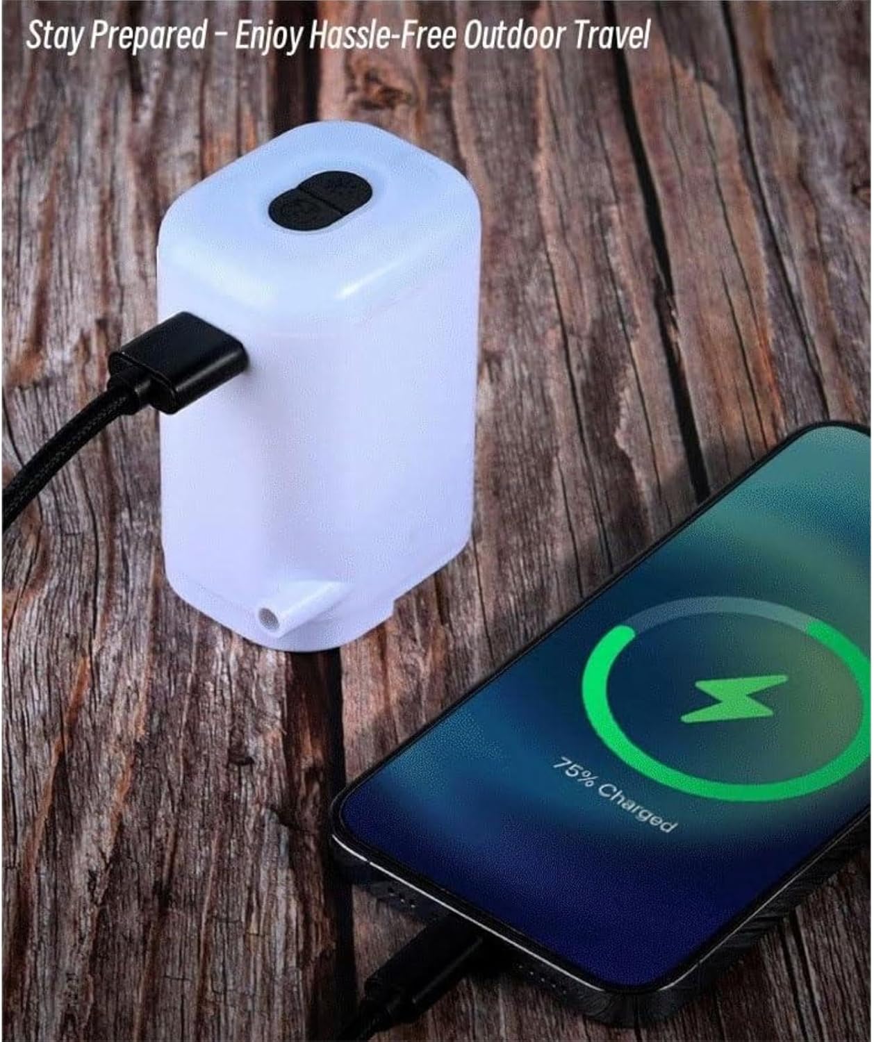 Small Mini Portable Inflatable Air Pump with LED Light for Camping Travel Home Use