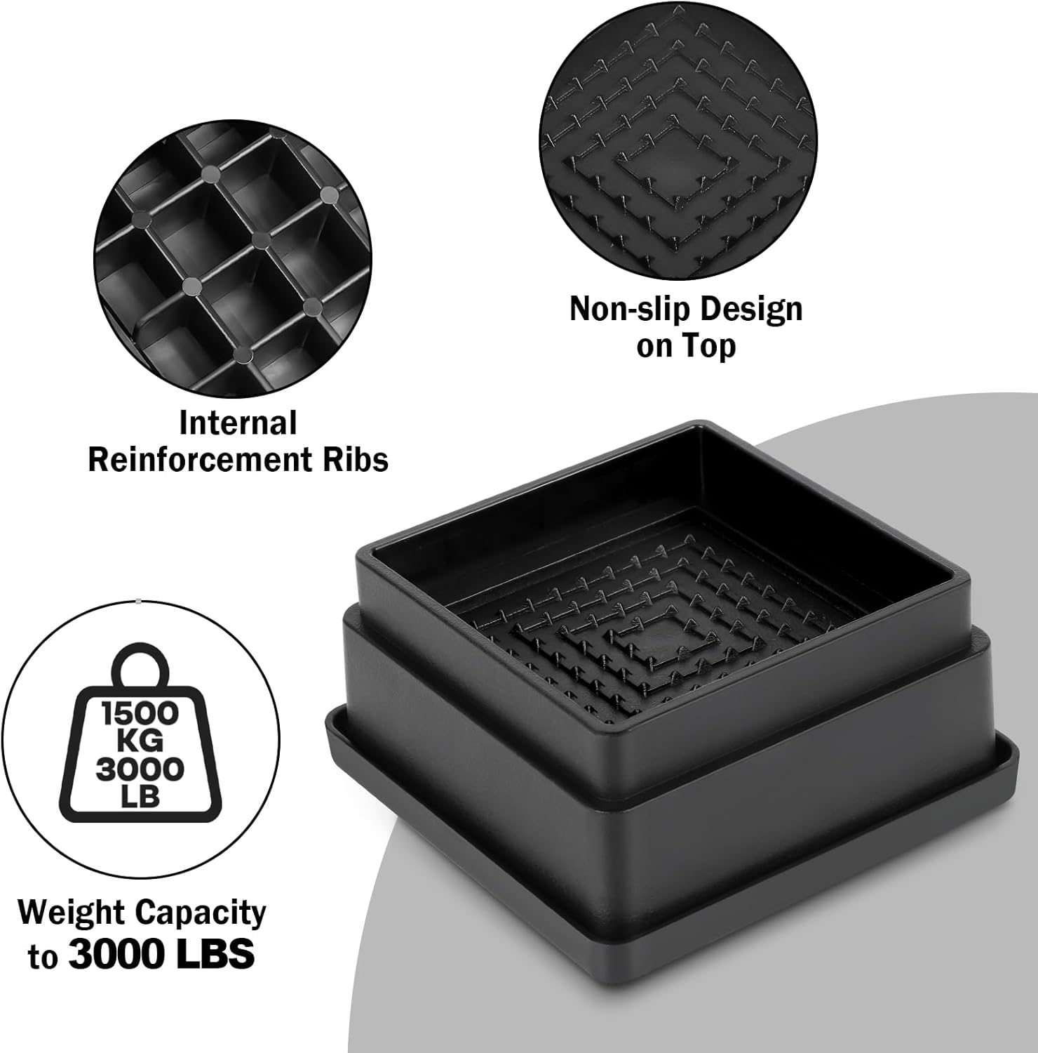 Adjust Your Bed - Stackable Elevation Risers with 4 Positions for Sofa Chair Tables 1-inch Adjustment