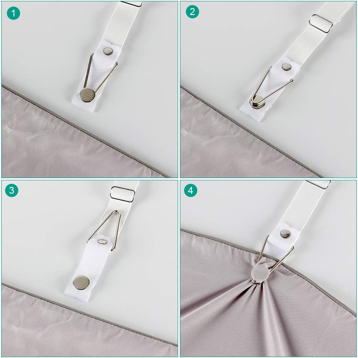 Adjustable Bed Sheet Holder Straps Secure Snap Closure for Fitted Sheets More Set of 4
