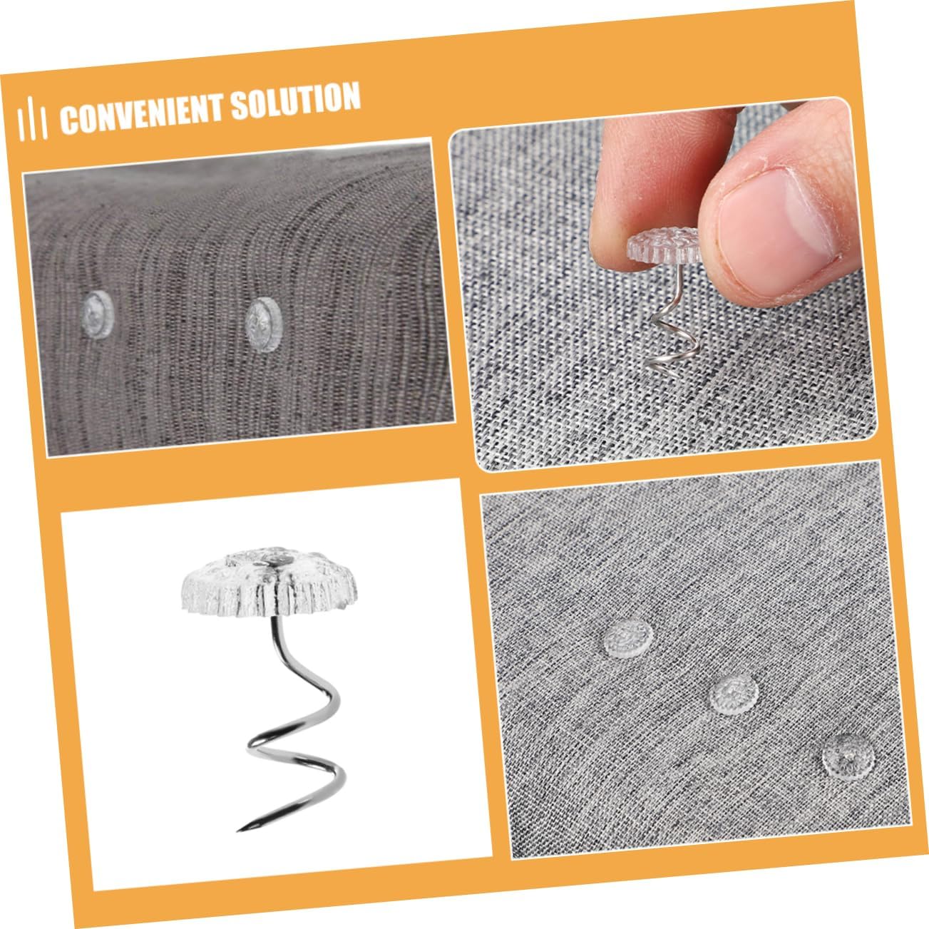 100Pcs Stainless Steel Spiral Pins for Upholstery Bed Skirts - Durable Decorative Fasteners with Strong Grip