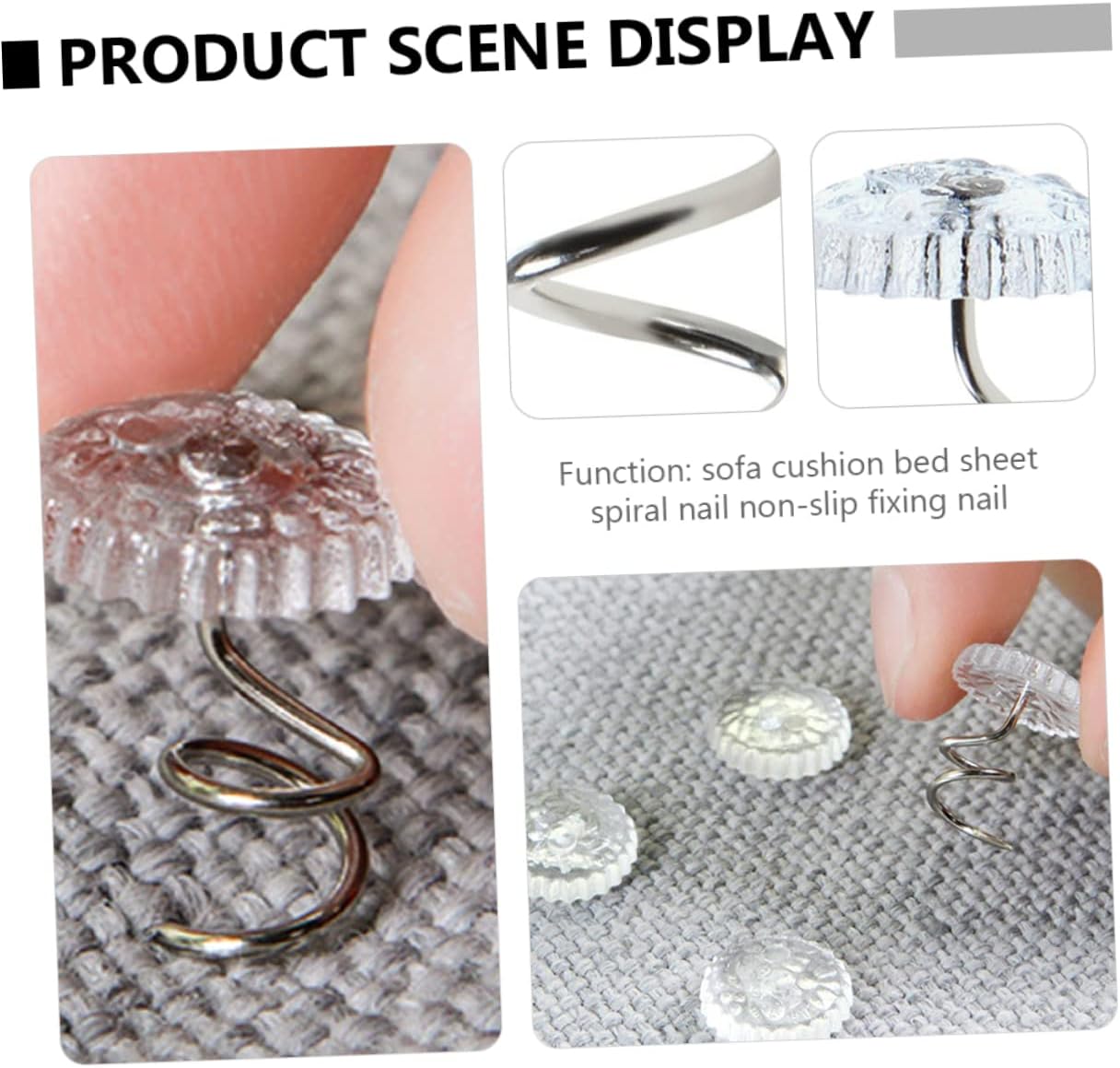 PRETYZOOM60-Piece Clear Twisting Push Pins for Bed Skirts and Sofa Covers - Easy to Remove and Install