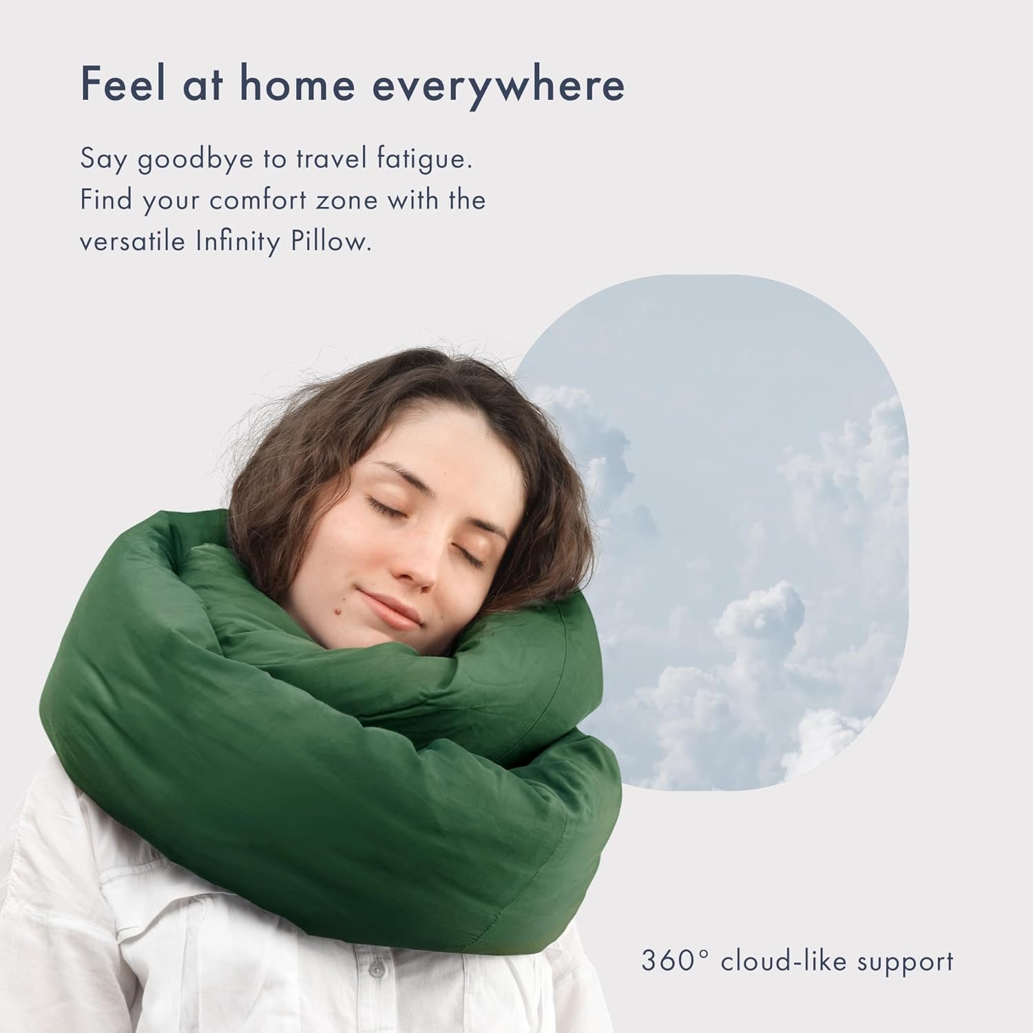 Huzi Infinity Pillow - Travel Neck Support Scarf - 360 Degree Comfort - Machine Washable