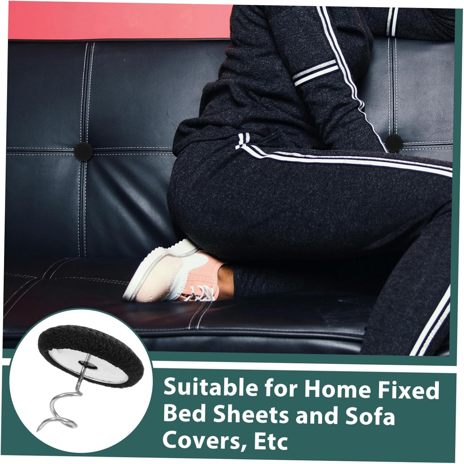 Stainless Steel Bed Skirt Pins VALICLUD 30-Piece Set with Fabric Cover Black Reliable Fastening