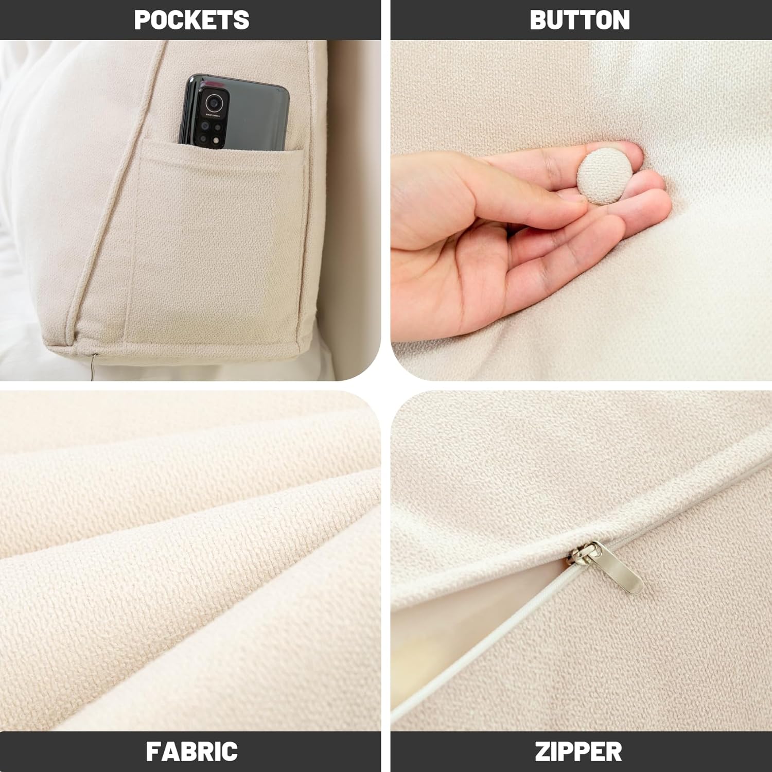 BayHomes - Custom Wedge Headboard Pillow for Sitting in Bed Ergonomic Design with Multiple Fabric Options