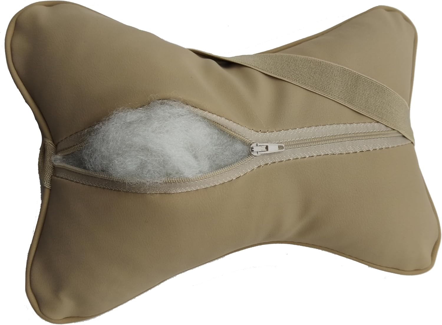 Protection for Neck Cervical Plus Comfort All in Your Car 2-Piece Car Neck Pillow - Pu Leather Soft Durable Beige