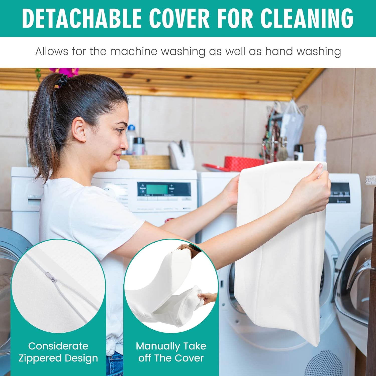 Go flame Expandable Bed Gap Filler Full Size Headboard Pillow for reading sleeping 7 Max Gap