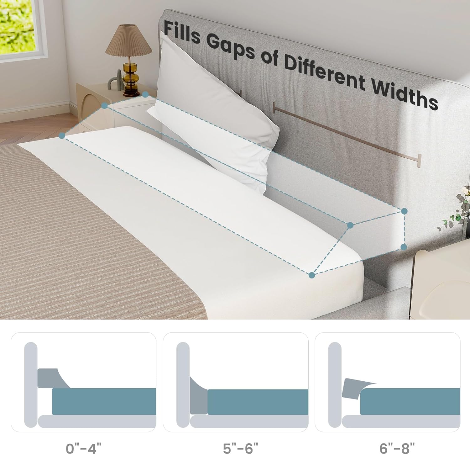 Giantex Full Size Bed Wedge Pillow for Gap Filler Headboard and Mattress Support Grey