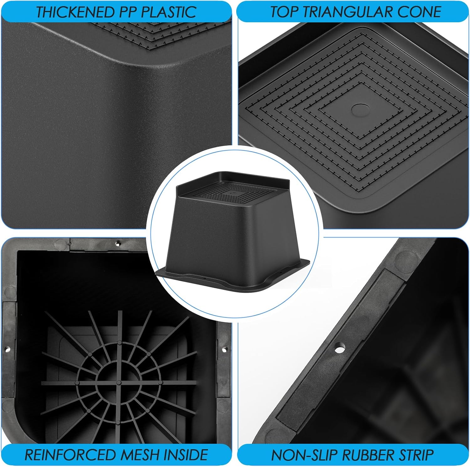 Premium 4-Inch PP Bed Risers - Heavy Duty and Slip-Resistant for Home and Office furniture